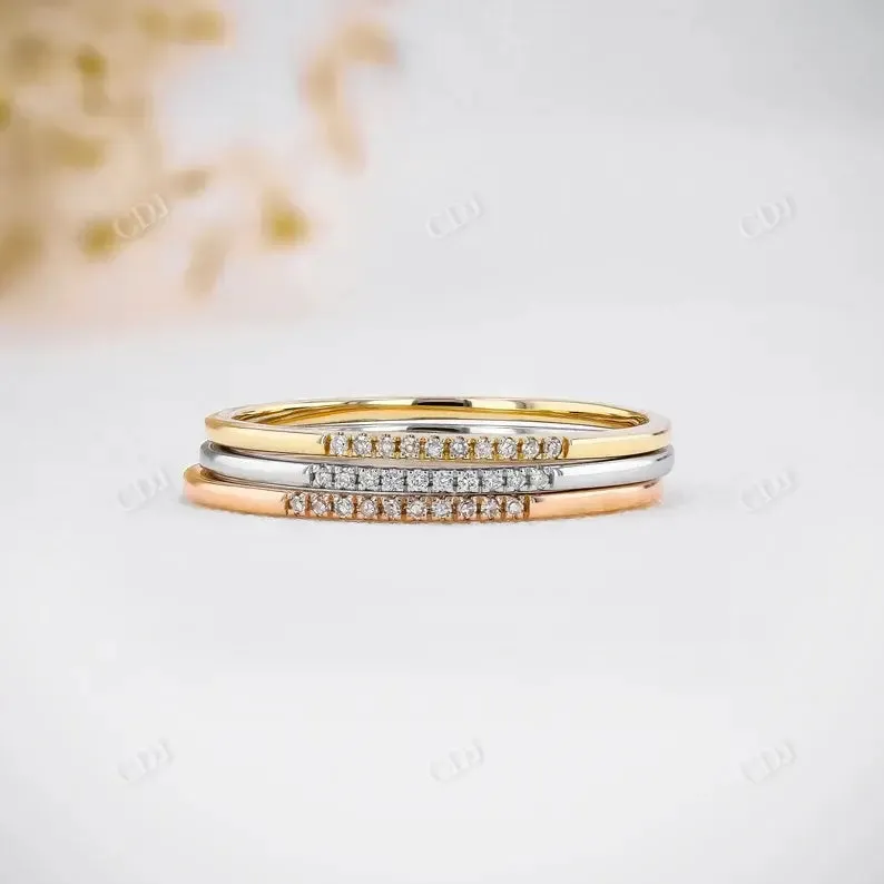 0.03CTW CVD Diamond Ultra Thin Minimalist Stackable Ring