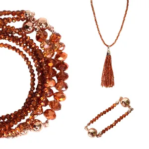 10 Way BUNDLE  - Orange Copper Crystal (Includes 10 Way Necklace, Tassel & Mini Connectors)