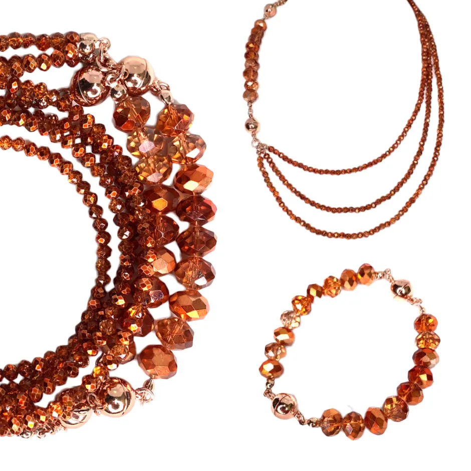 10 Way BUNDLE  - Orange Copper Crystal (Includes 10 Way Necklace, Tassel & Mini Connectors)