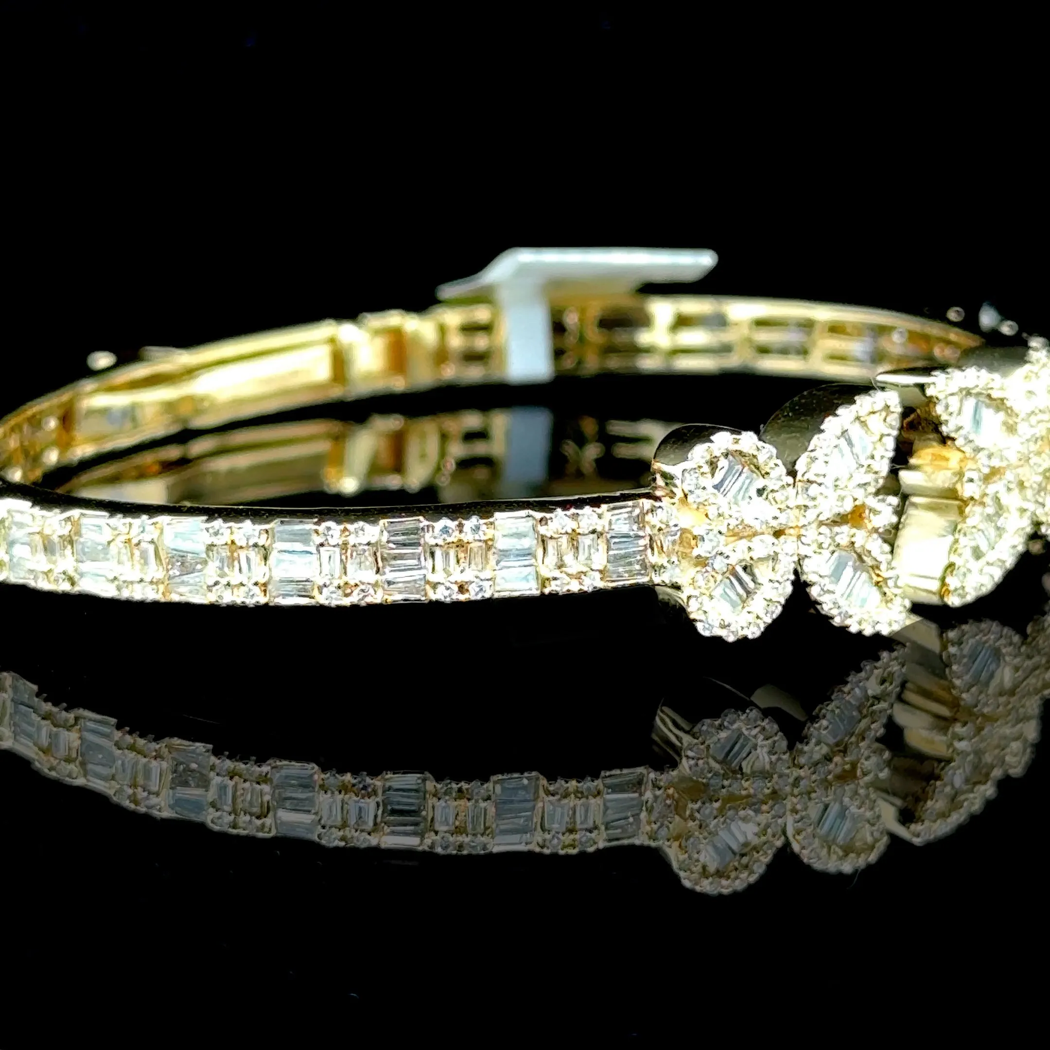 10K Yellow Gold Diamond Butterfly Bangle (2.19ct)