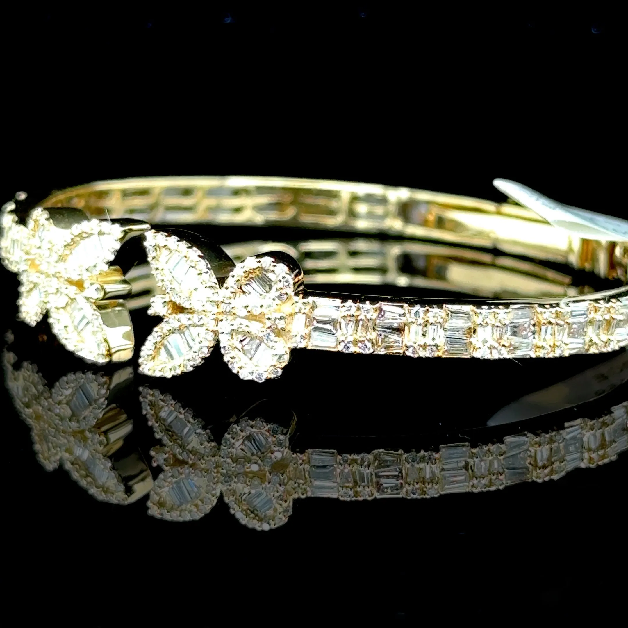 10K Yellow Gold Diamond Butterfly Bangle (2.19ct)