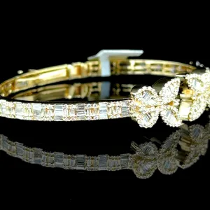 10K Yellow Gold Diamond Butterfly Bangle (2.19ct)