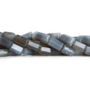 10x7-14x7mm Grey Blue Agate Faceted Hexagon Tubes 16 inches 26 pieces