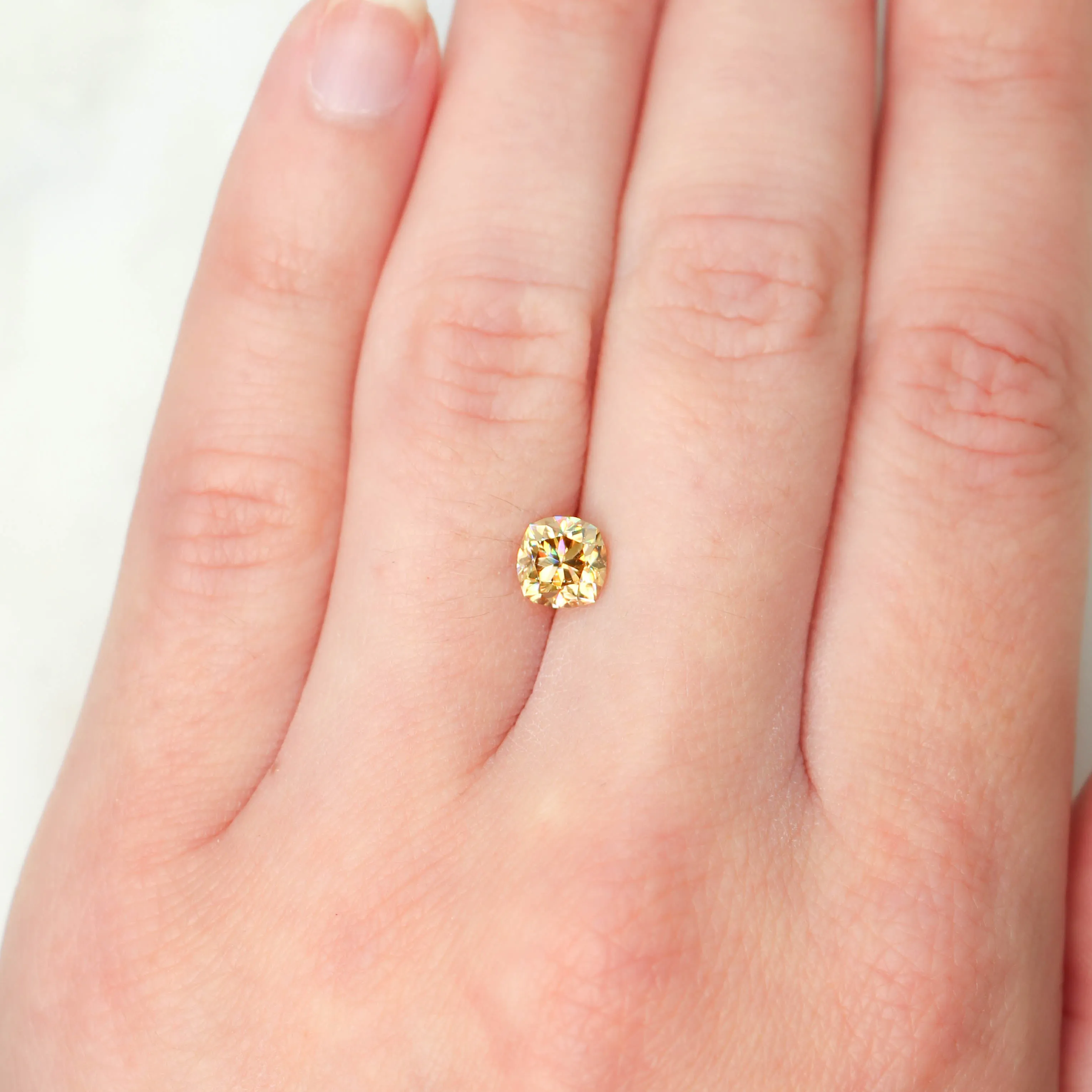 1.10 Carat Cushion Cut Golden Moissanite for Custom Work - Inventory Code GCM110