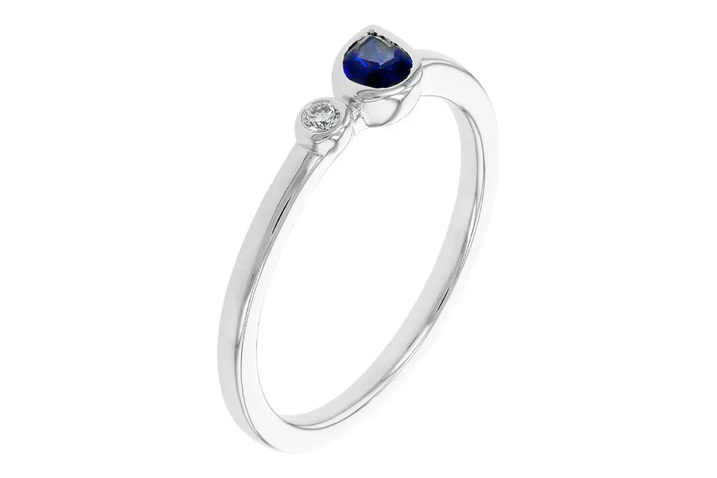 14K White Gold 0.28ctw Pear Blue Sapphire & Diamond Ring by Allison Kaufman