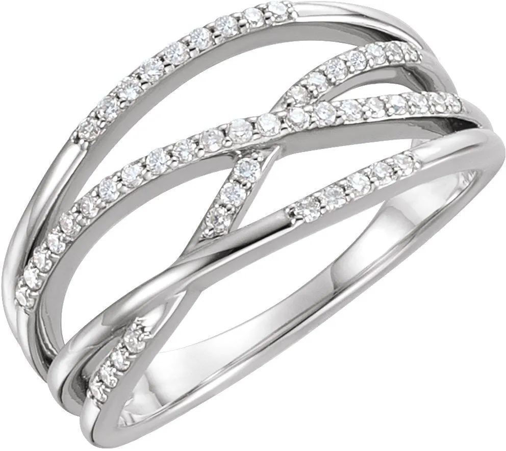 14K White Gold 1/5 CTW Natural Diamond Criss-Cross Ring