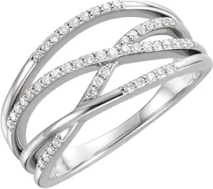 14K White Gold 1/5 CTW Natural Diamond Criss-Cross Ring