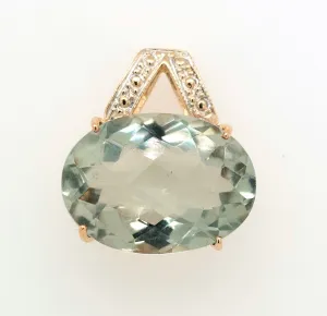 14KY Oval Green Quartz Checkerboard-Cut Pendant