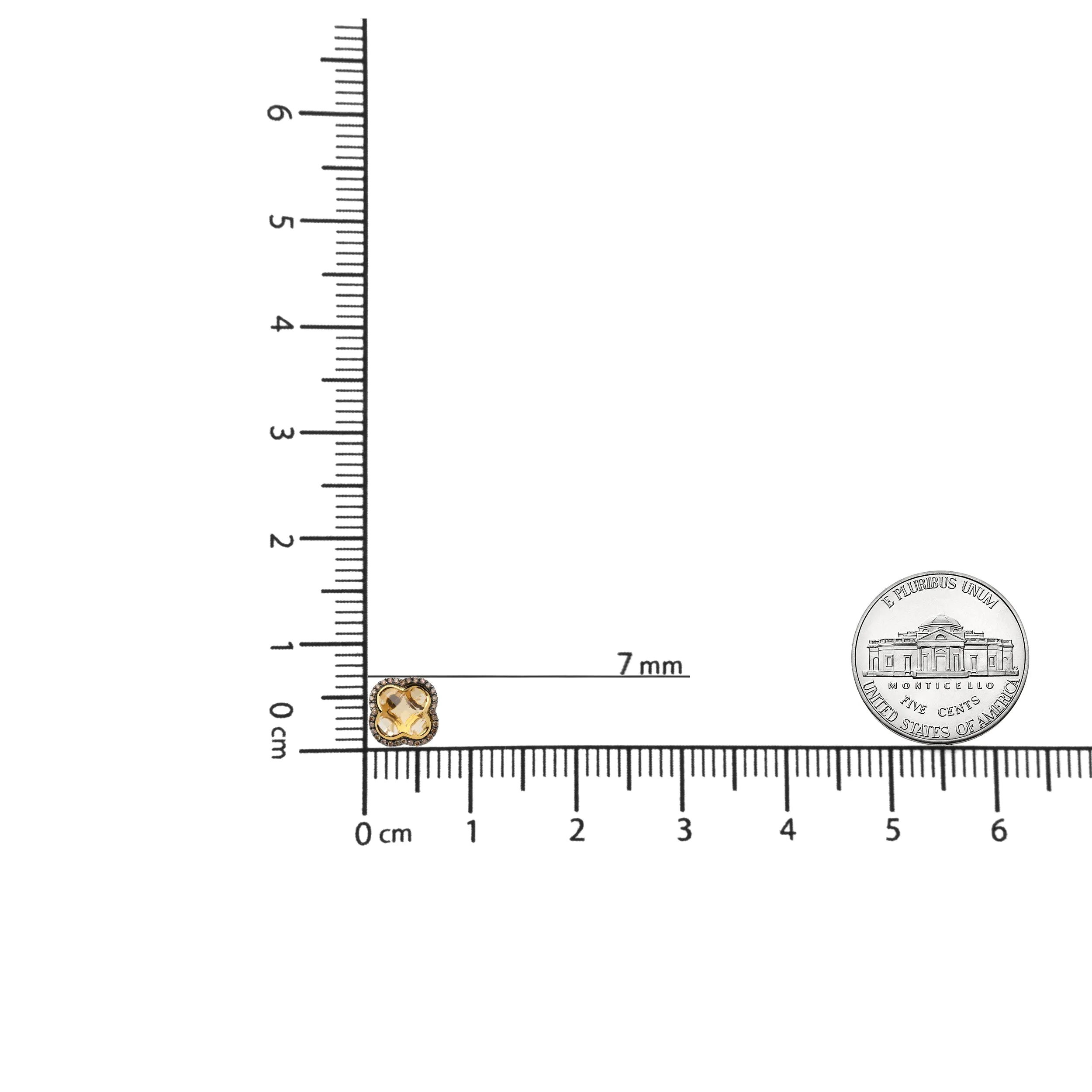 18K Yellow Gold 1/2 Cttw  Brown Diamond and 11x11mm Clover-Cut Yellow Citrine Gemstone Clover Halo Stud Earrings