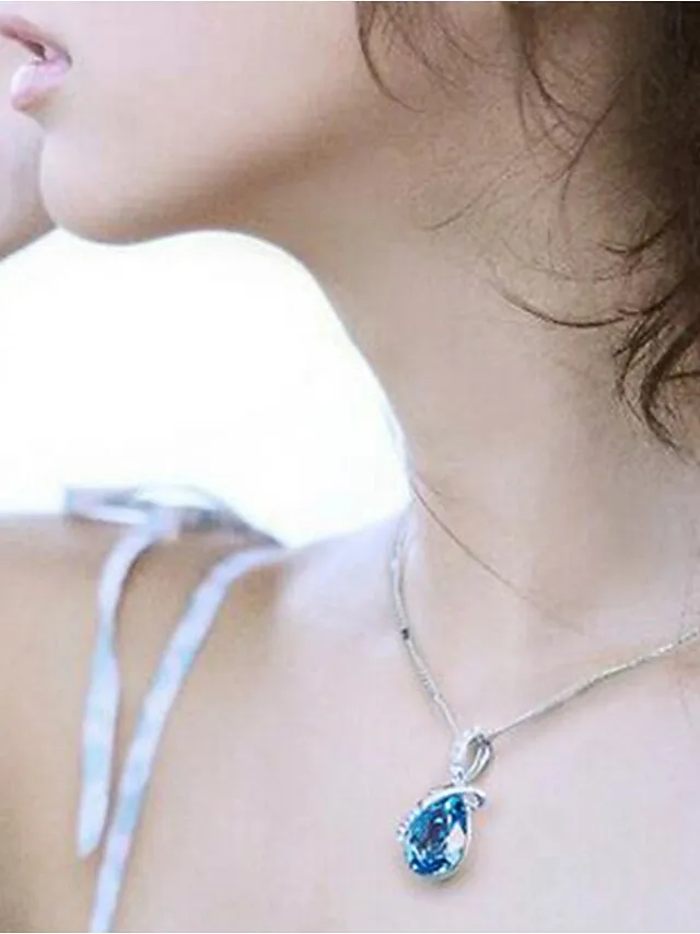 1PC Necklace For Women's Cubic Zirconia Blue Street Daily Alloy Classic Pear