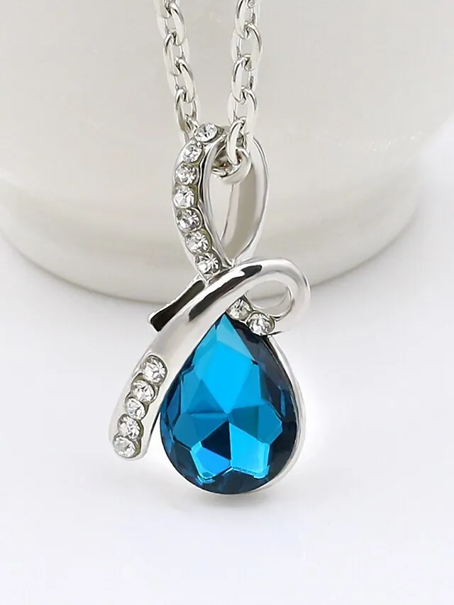 1PC Necklace For Women's Cubic Zirconia Blue Street Daily Alloy Classic Pear