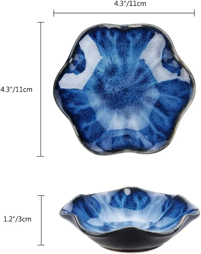 2PCS Lotus Leaf Shape Ring Holder Dish, Small Key Bowl, Ceramic Trinket Tray Jewelry Dish Organizing Necklace Earrings for Mom Friend Sister, All Jewelries are NOT Included. Blue Pink.