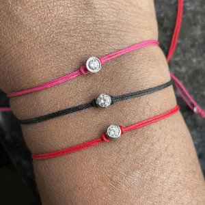3.00 MM Round White Diamond String Bracelet For Women in 14K Yellow Gold Finish Ladies White Diamond Cord Friedship Bracelet