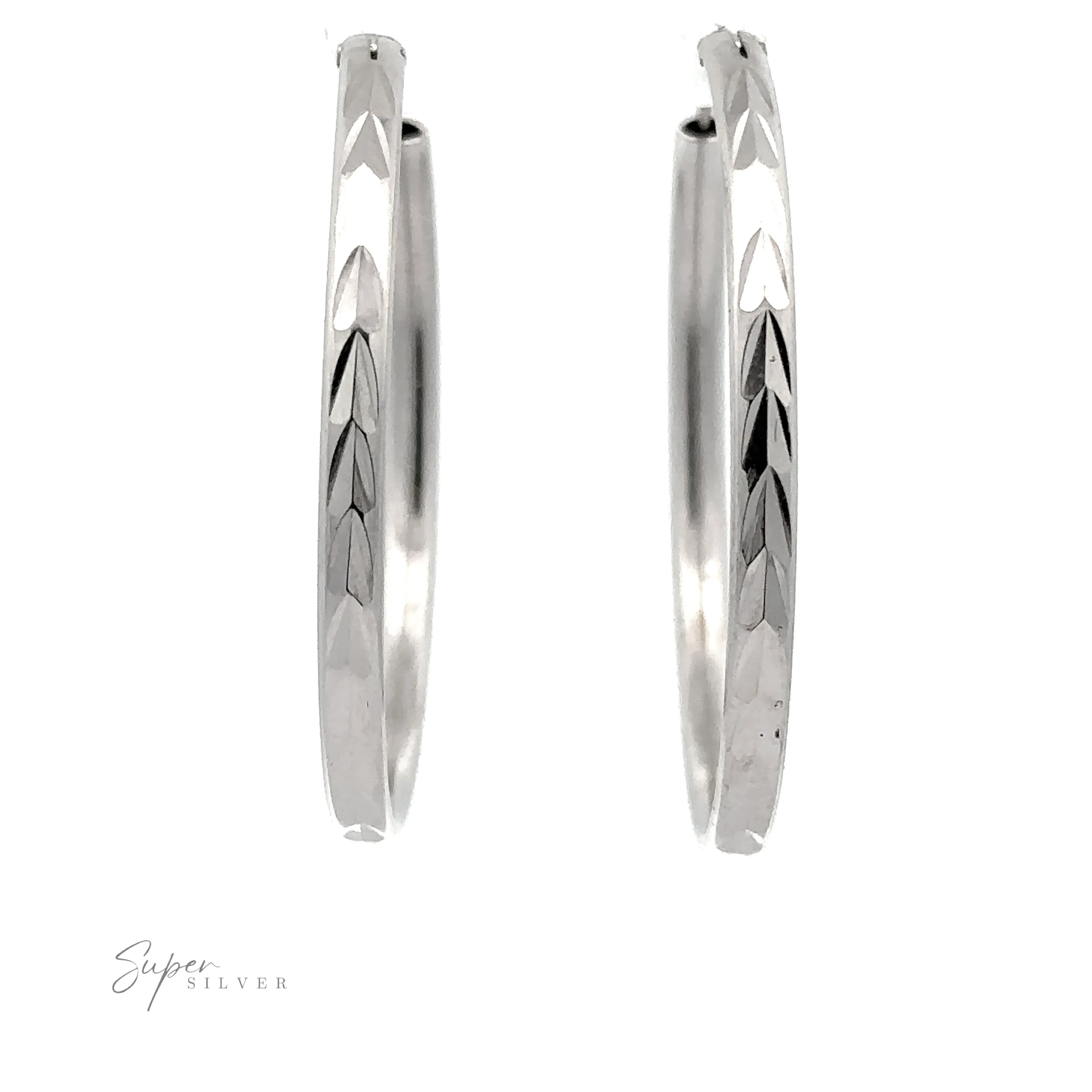3mm Chevron Faceted Hoops