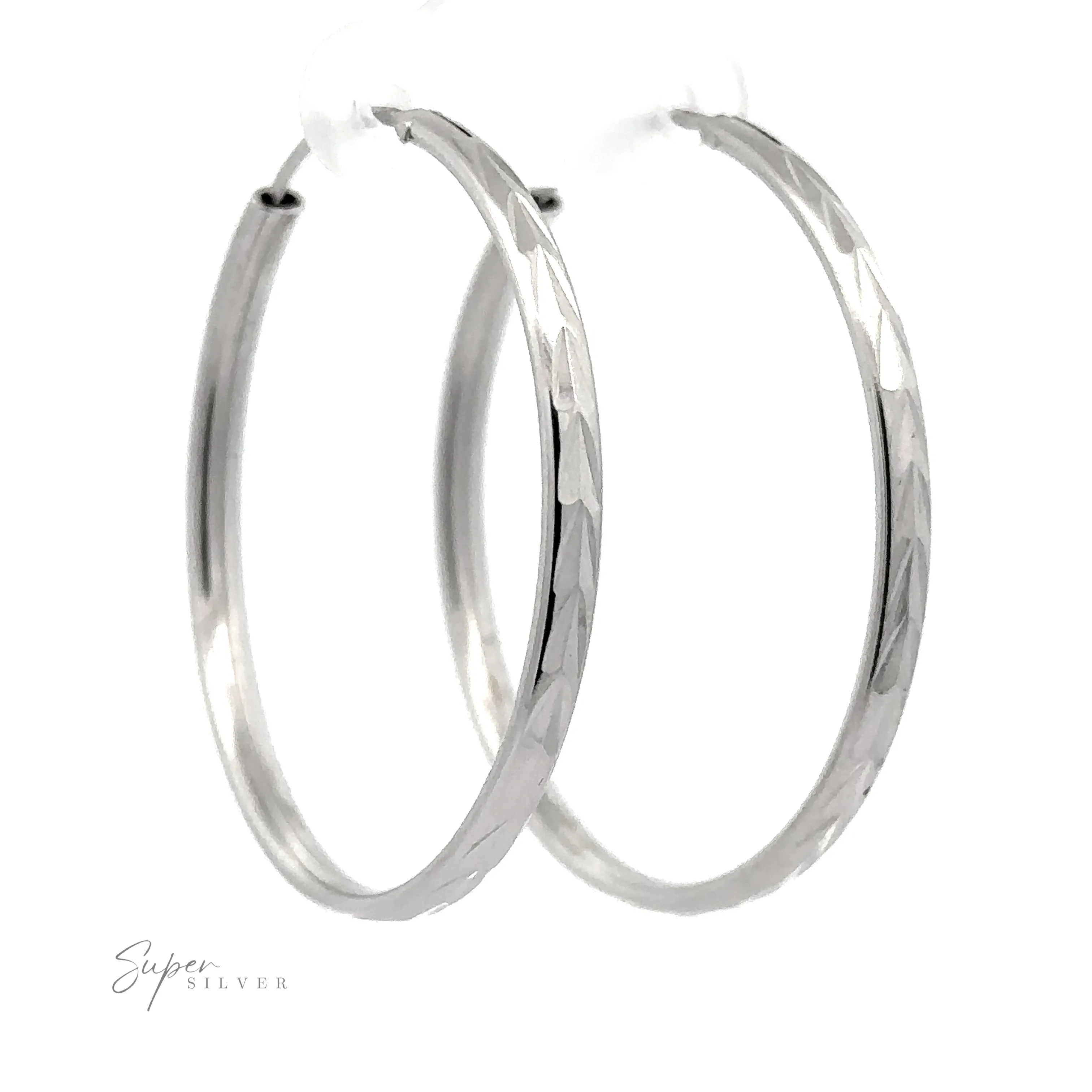 3mm Chevron Faceted Hoops