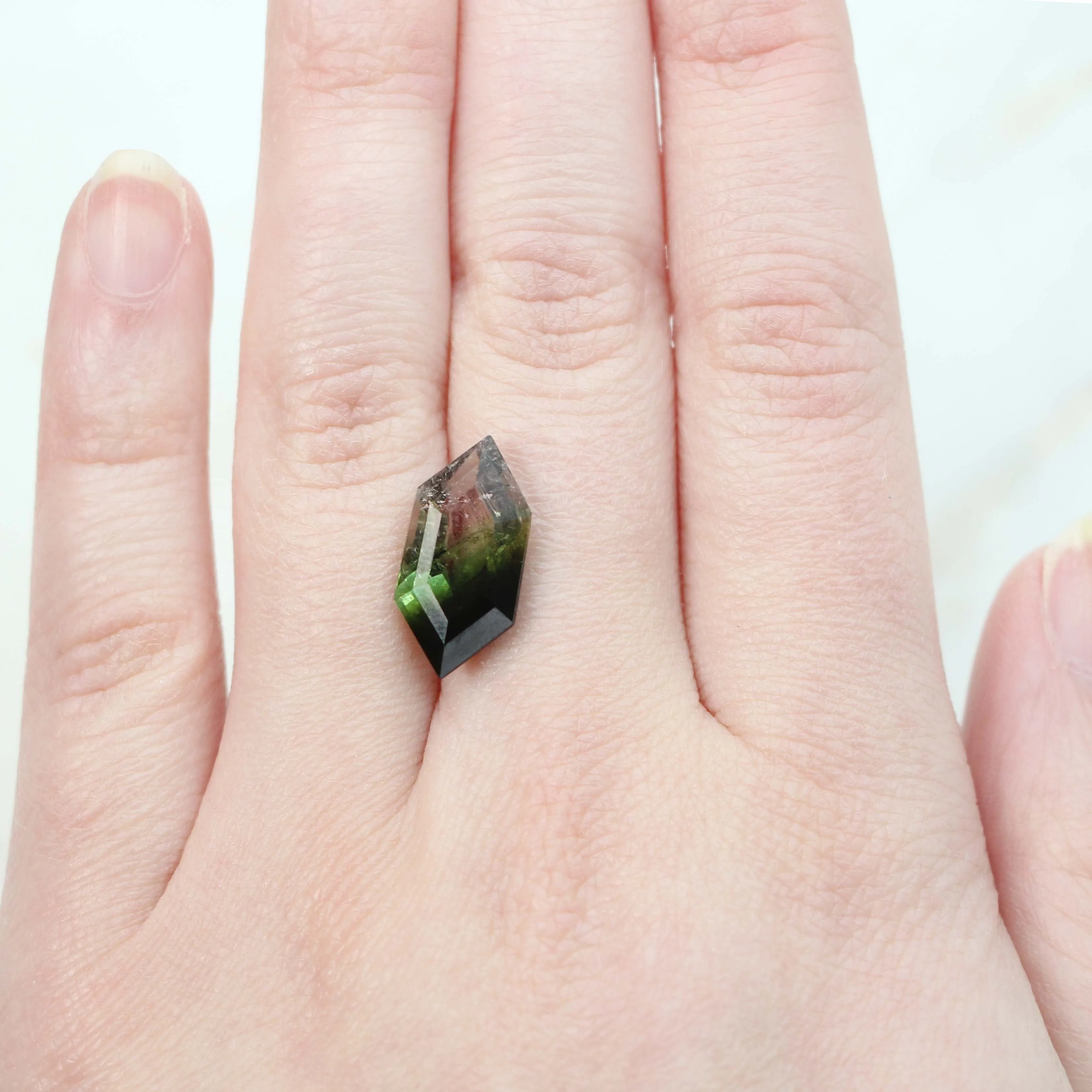 6.27 Carat Bicolor Purple Green Hexagon Tourmaline for Custom Work - Inventory Code THPG627