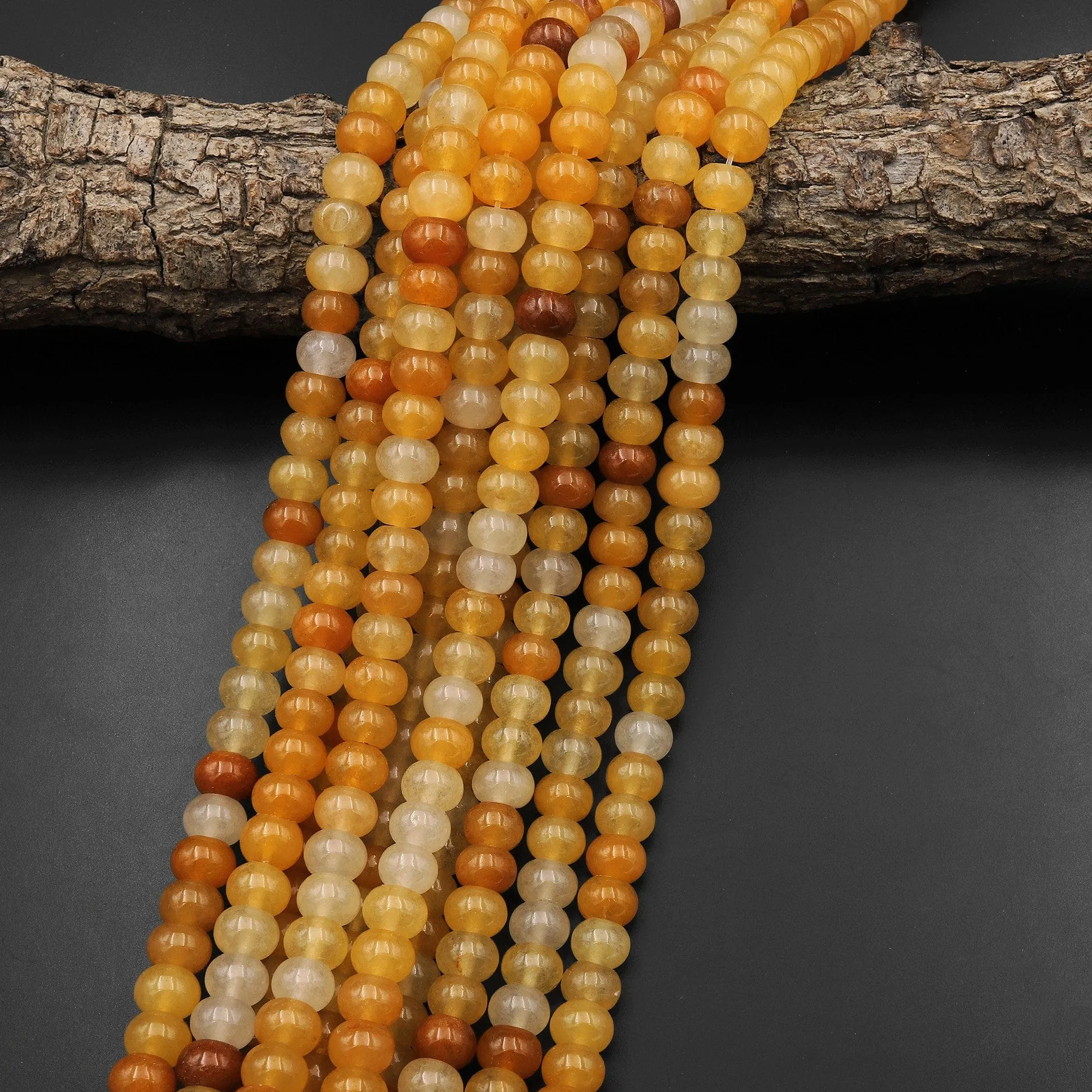 AAA Extra Translucent Natural Yellow Aventurine Rondelle Beads 15.5" Strand
