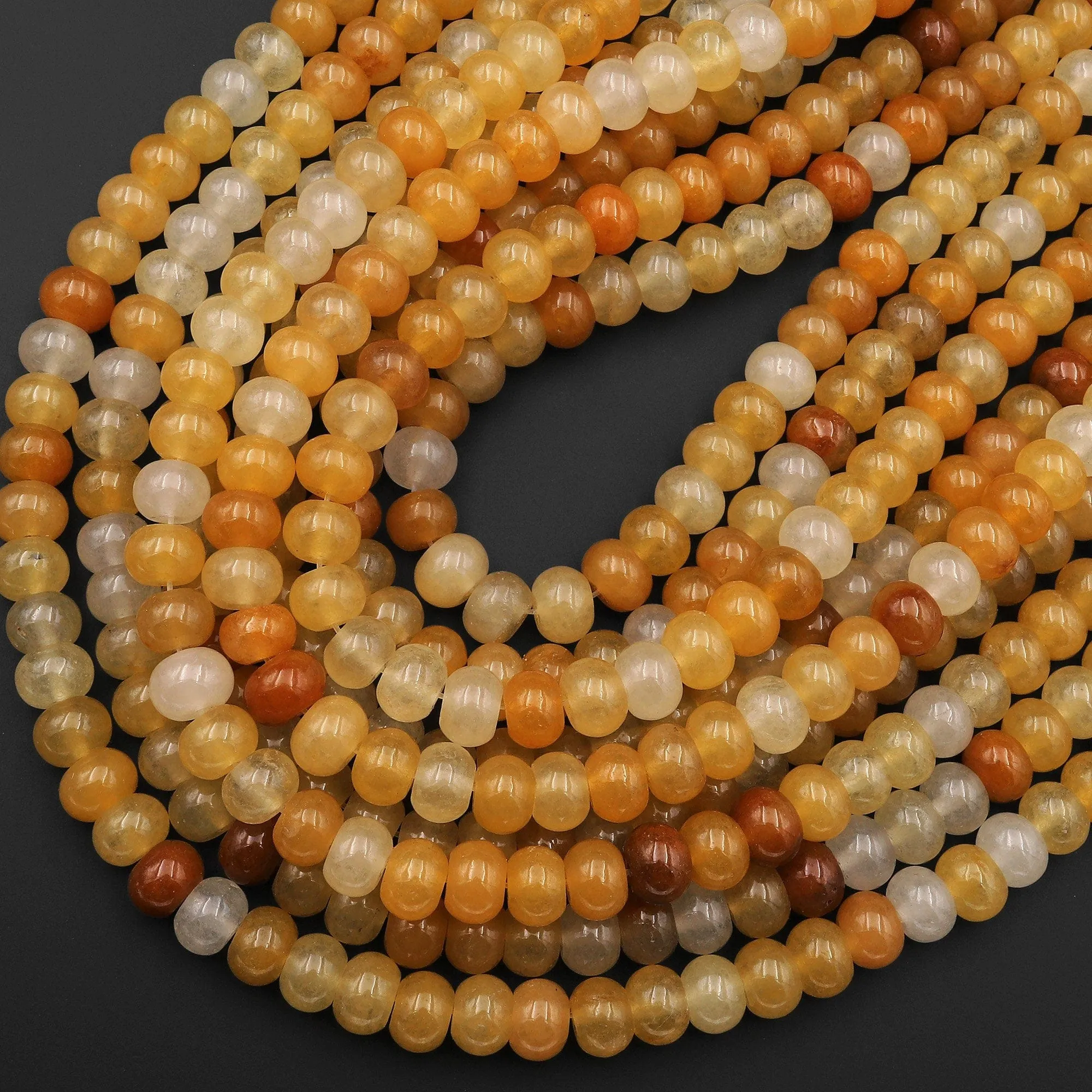 AAA Extra Translucent Natural Yellow Aventurine Rondelle Beads 15.5" Strand