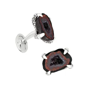 Agate Druzy Geode Claw Sterling Cufflinks