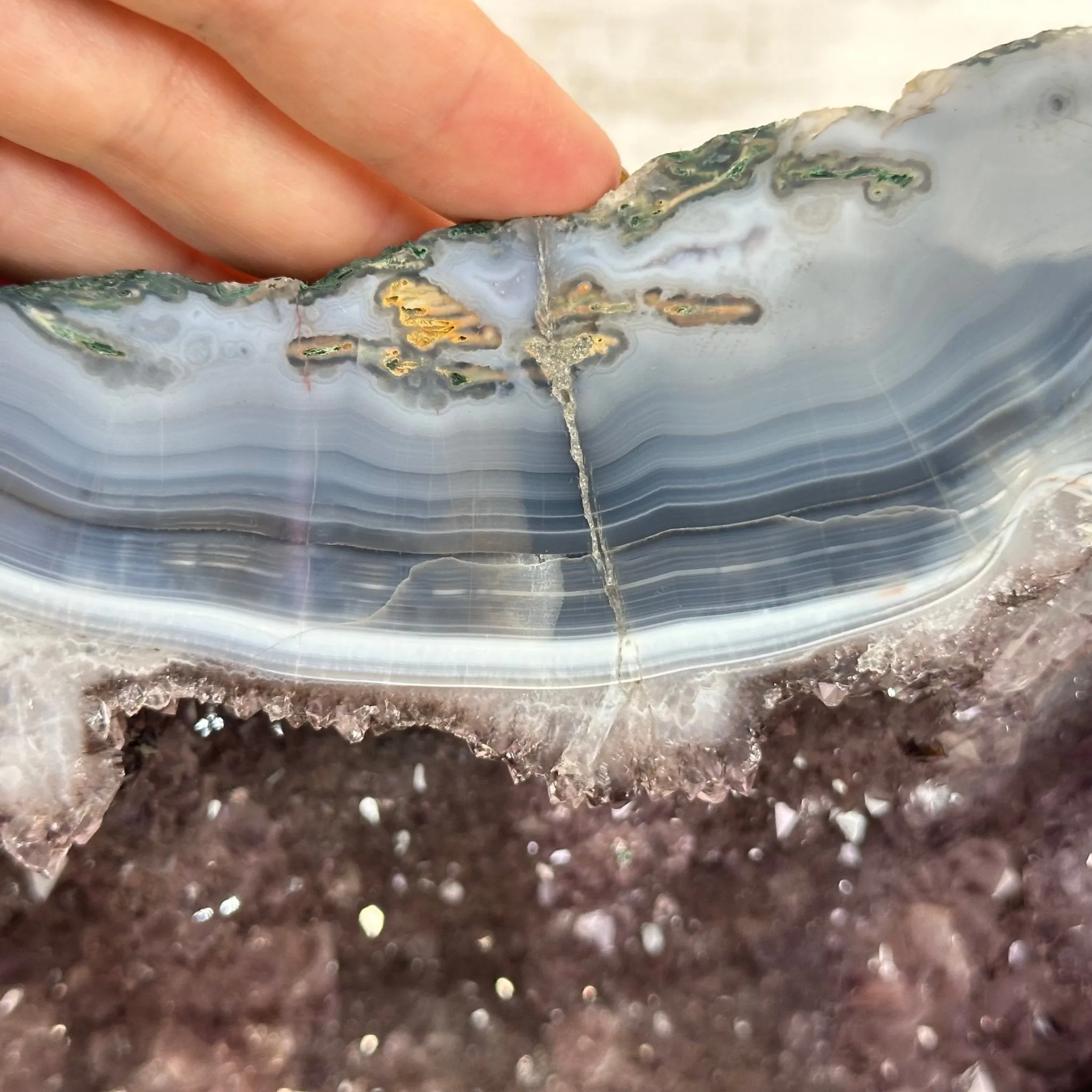 Amethyst Cluster on a Metal Base, 32.4 lbs & 18" Tall #5491-0104