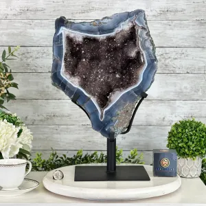 Amethyst Cluster on a Metal Base, 32.4 lbs & 18" Tall #5491-0104