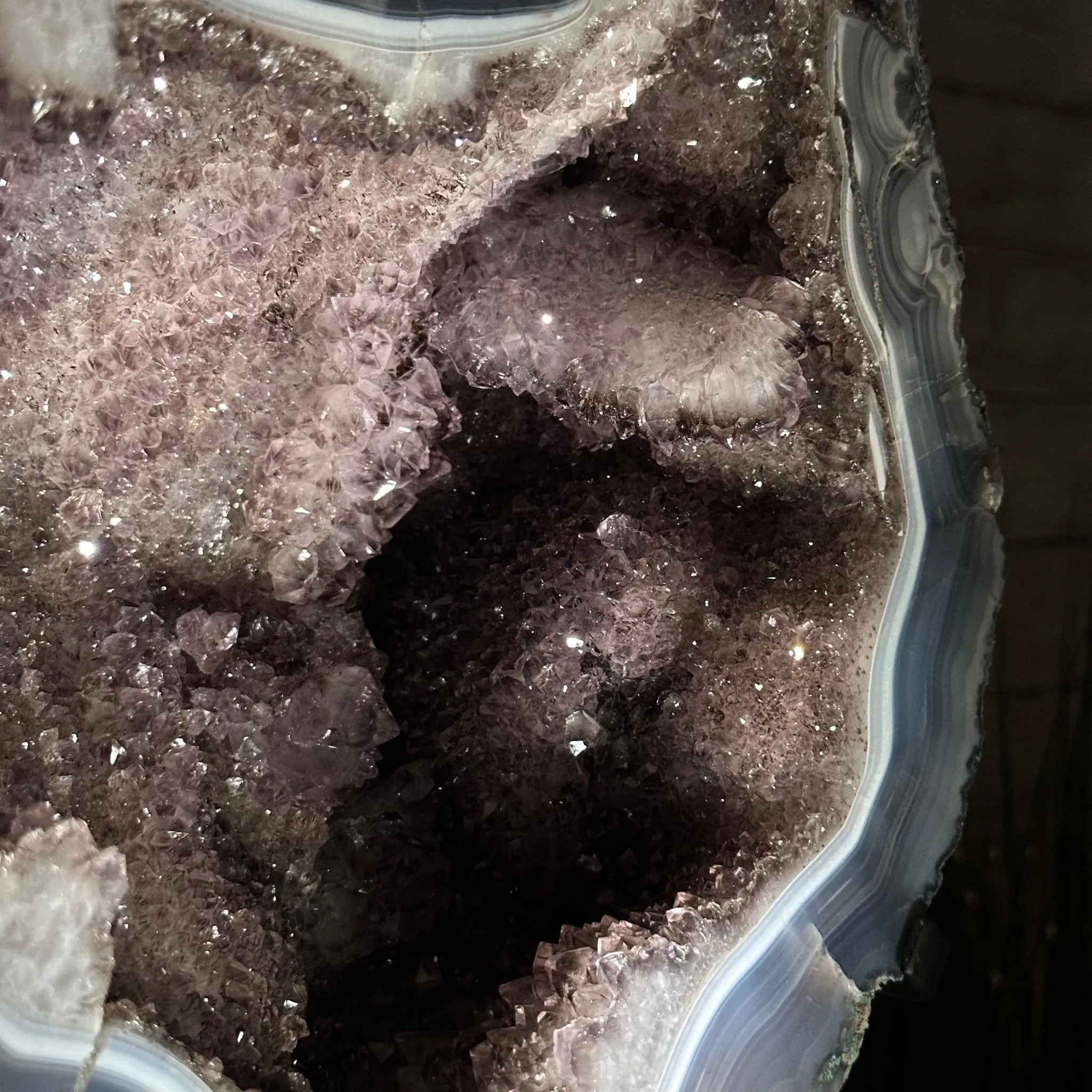 Amethyst Cluster on a Metal Base, 32.4 lbs & 18" Tall #5491-0104