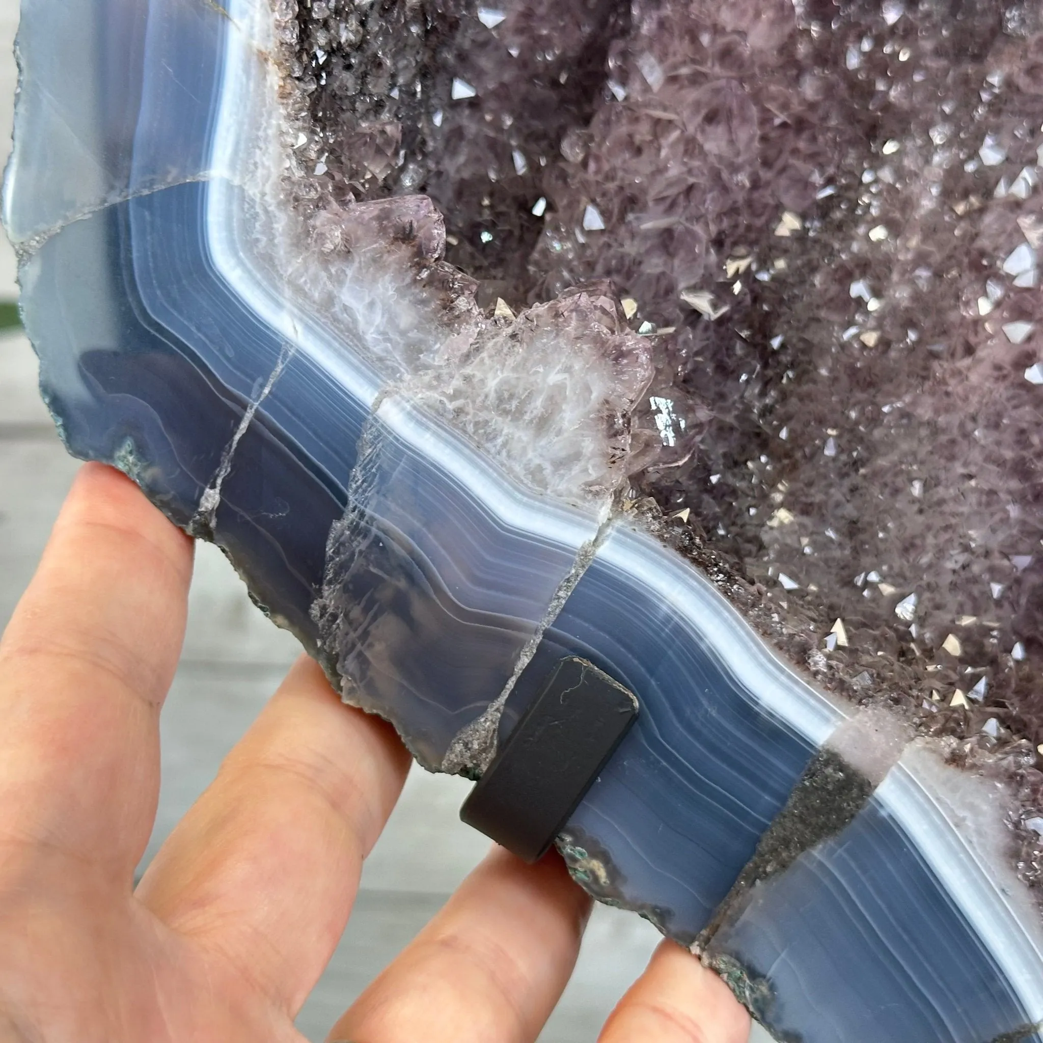Amethyst Cluster on a Metal Base, 32.4 lbs & 18" Tall #5491-0104