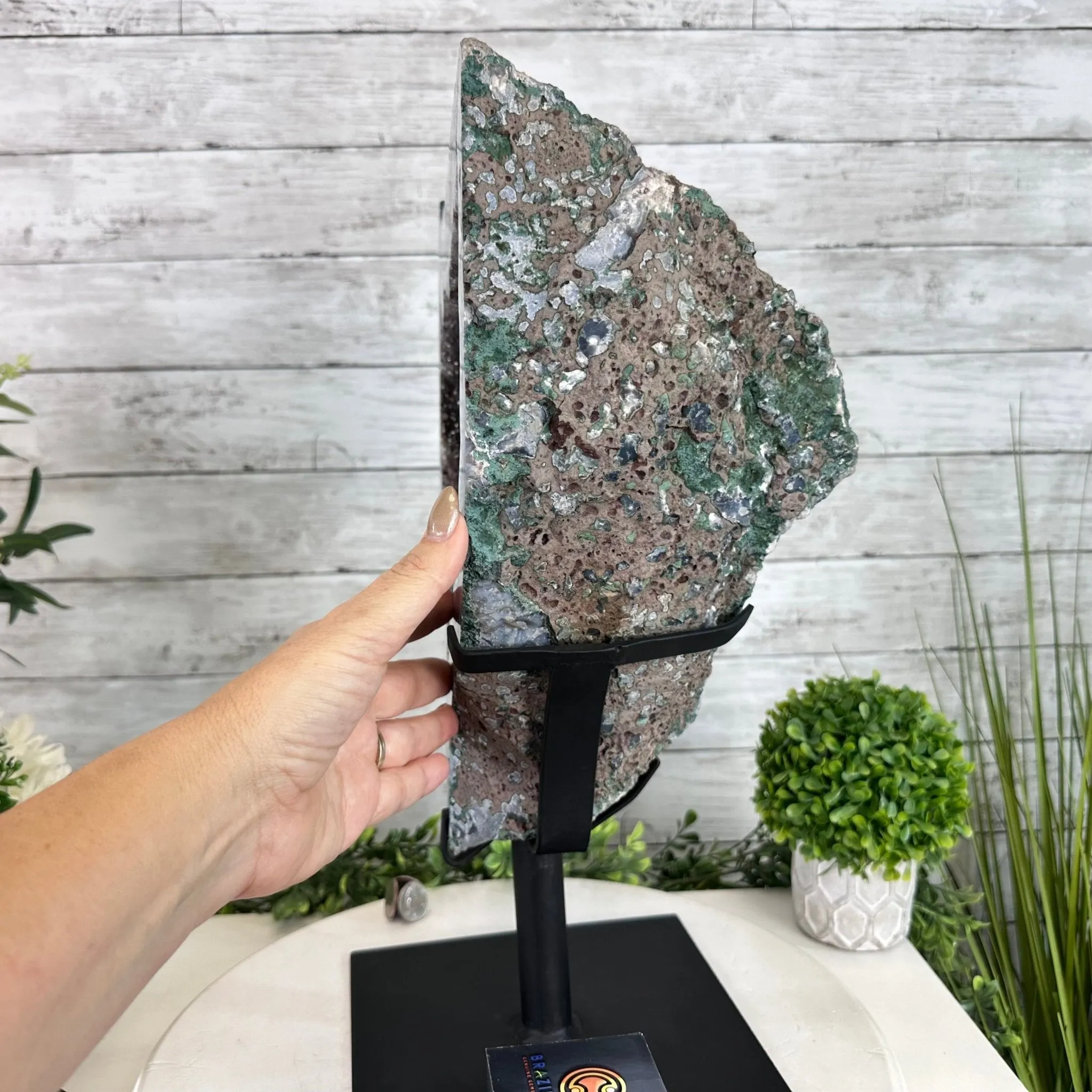 Amethyst Cluster on a Metal Base, 32.4 lbs & 18" Tall #5491-0104