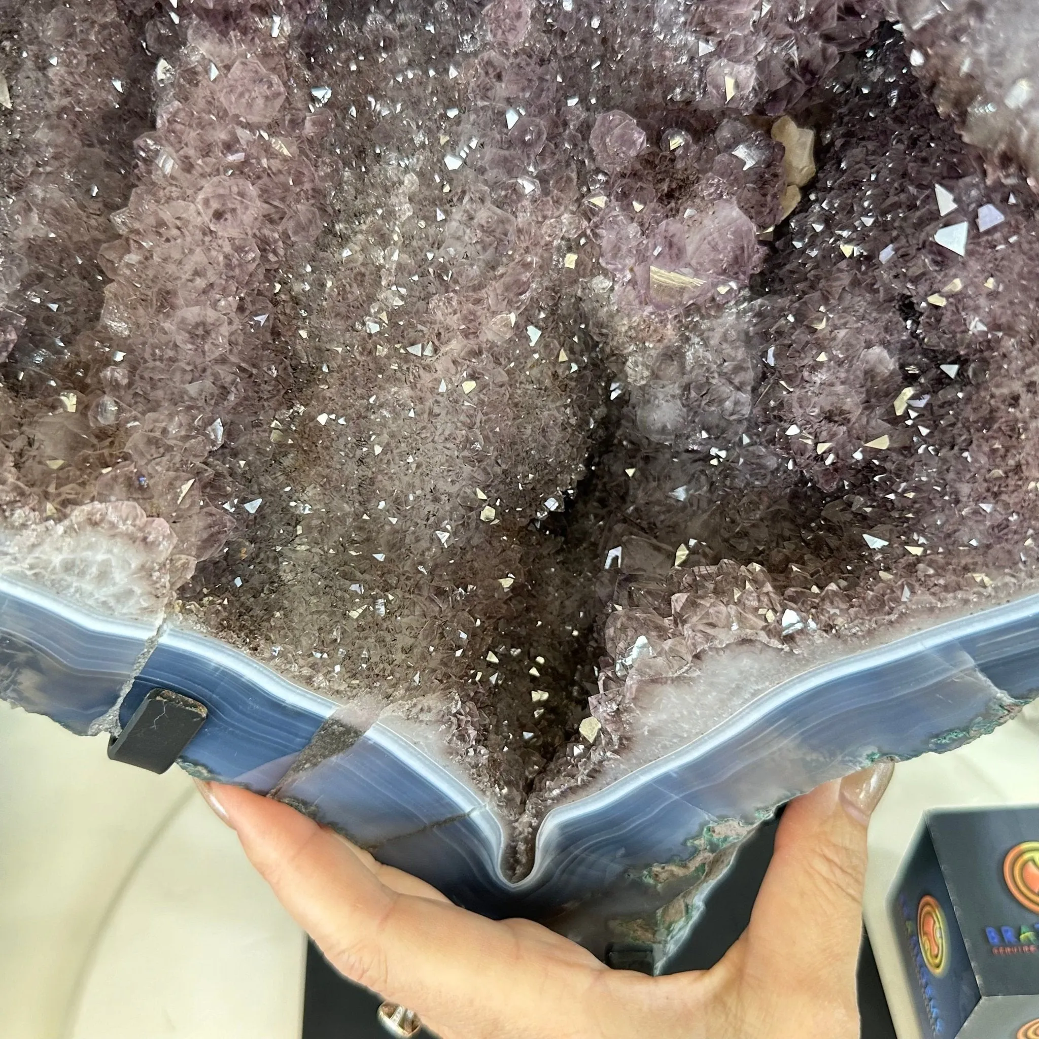 Amethyst Cluster on a Metal Base, 32.4 lbs & 18" Tall #5491-0104