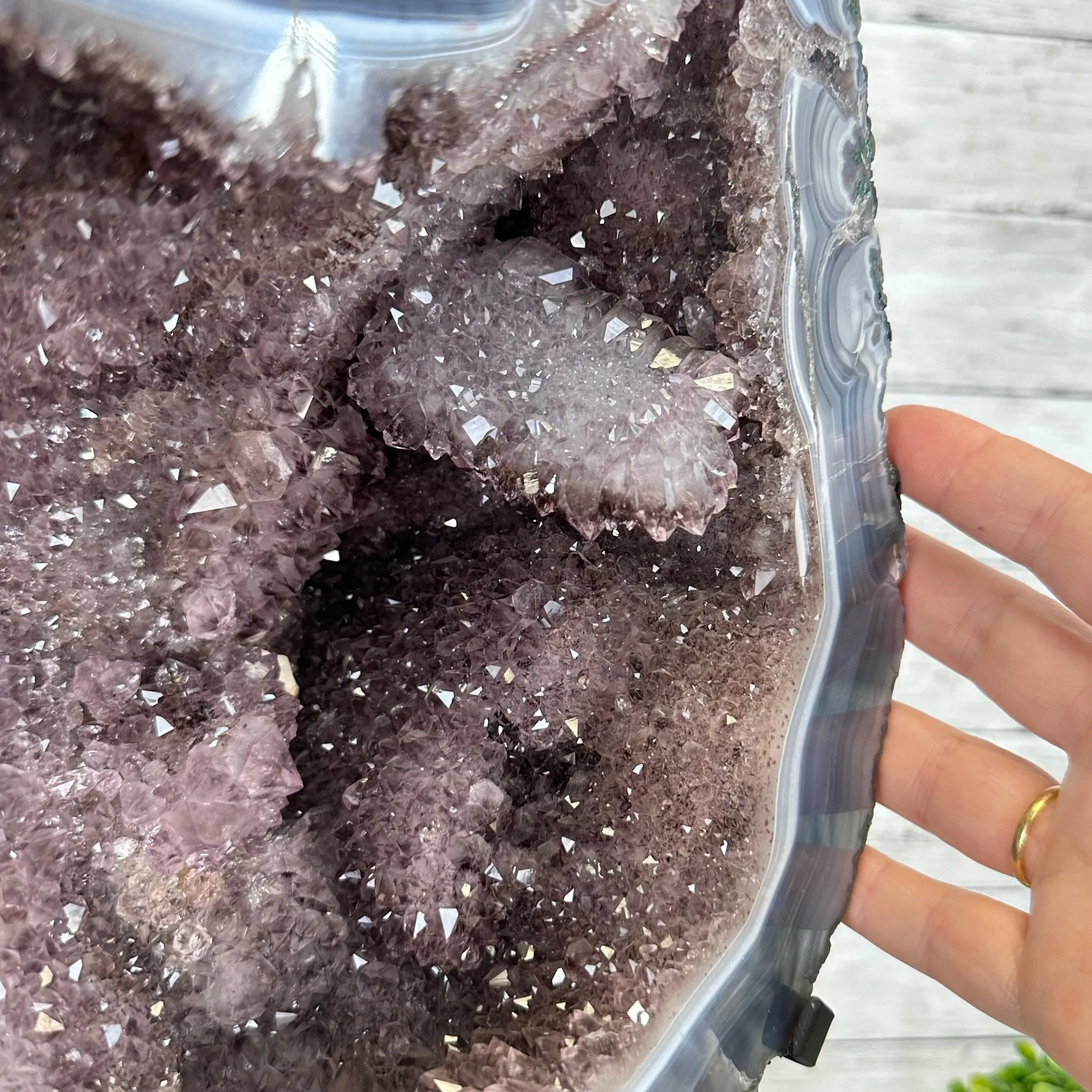 Amethyst Cluster on a Metal Base, 32.4 lbs & 18" Tall #5491-0104