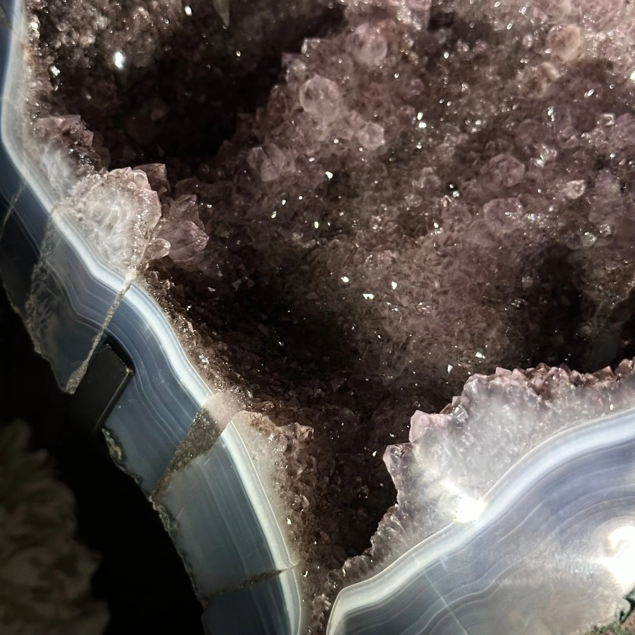 Amethyst Cluster on a Metal Base, 32.4 lbs & 18" Tall #5491-0104
