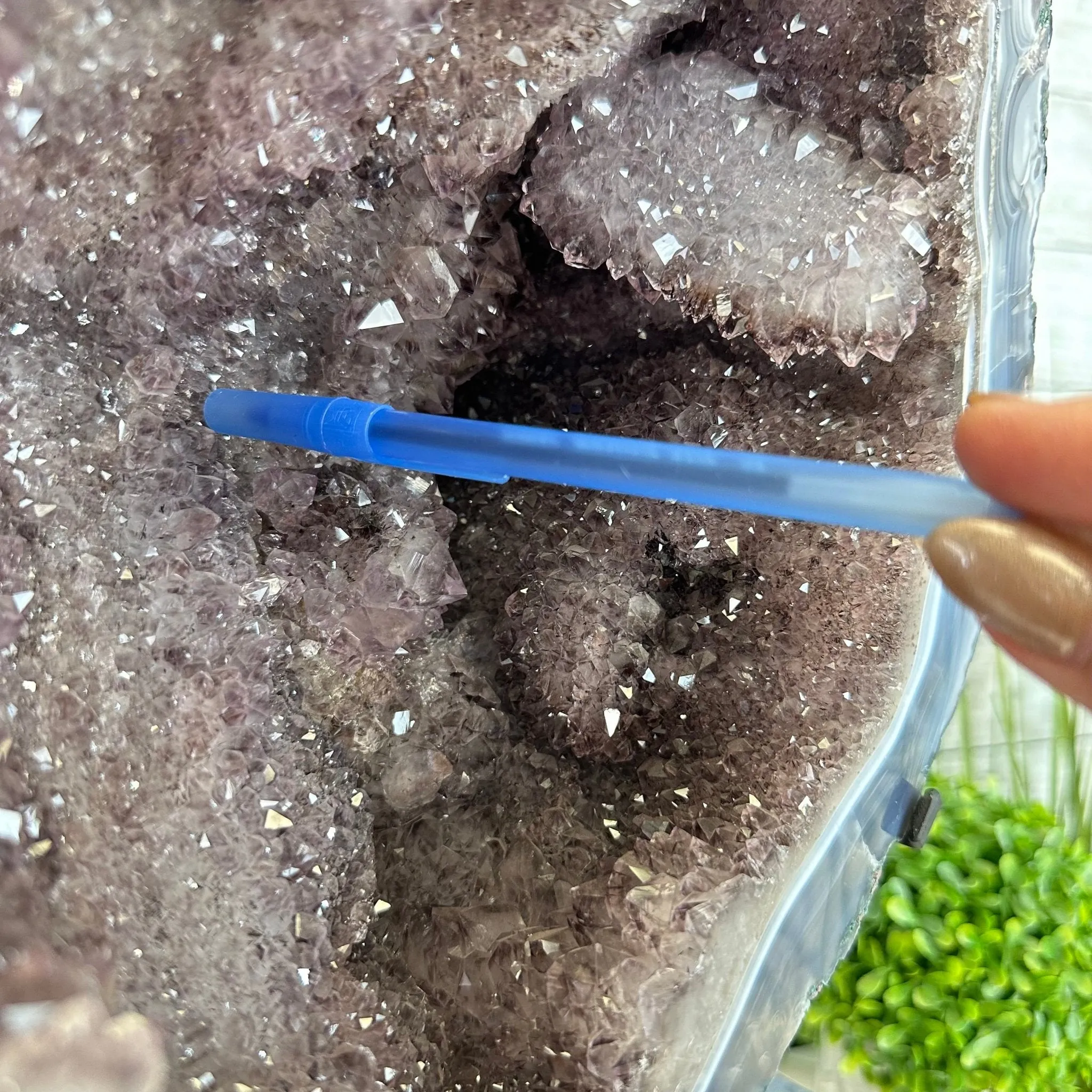 Amethyst Cluster on a Metal Base, 32.4 lbs & 18" Tall #5491-0104