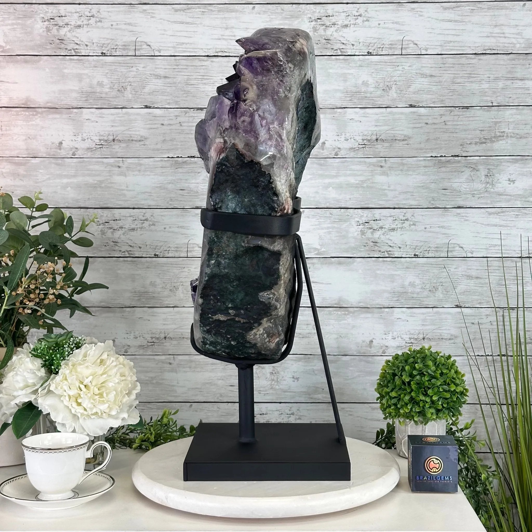 Amethyst Cluster on a Metal Base, 74.3 lbs & 23.5" Tall, #5491-0151