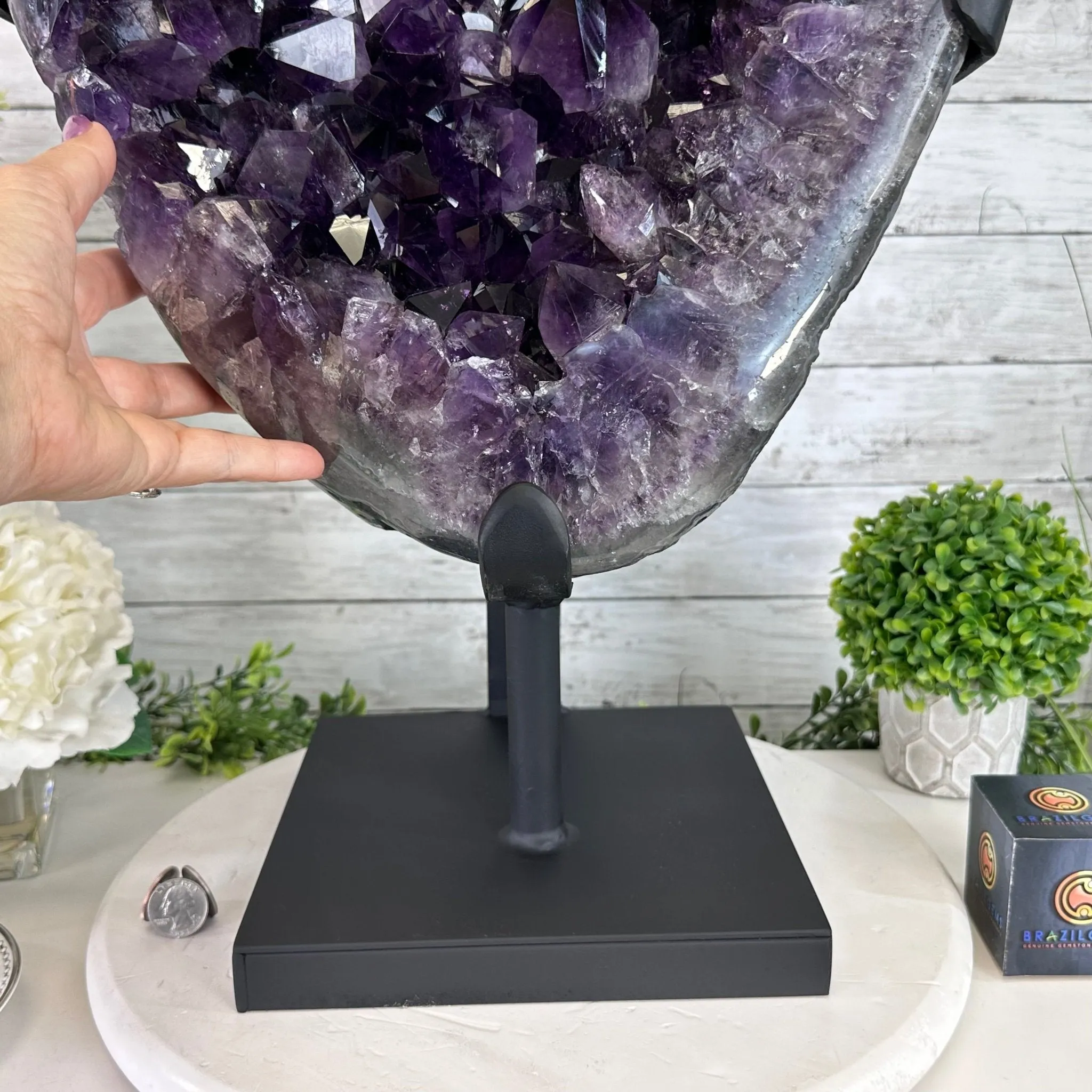 Amethyst Cluster on a Metal Base, 74.3 lbs & 23.5" Tall, #5491-0151