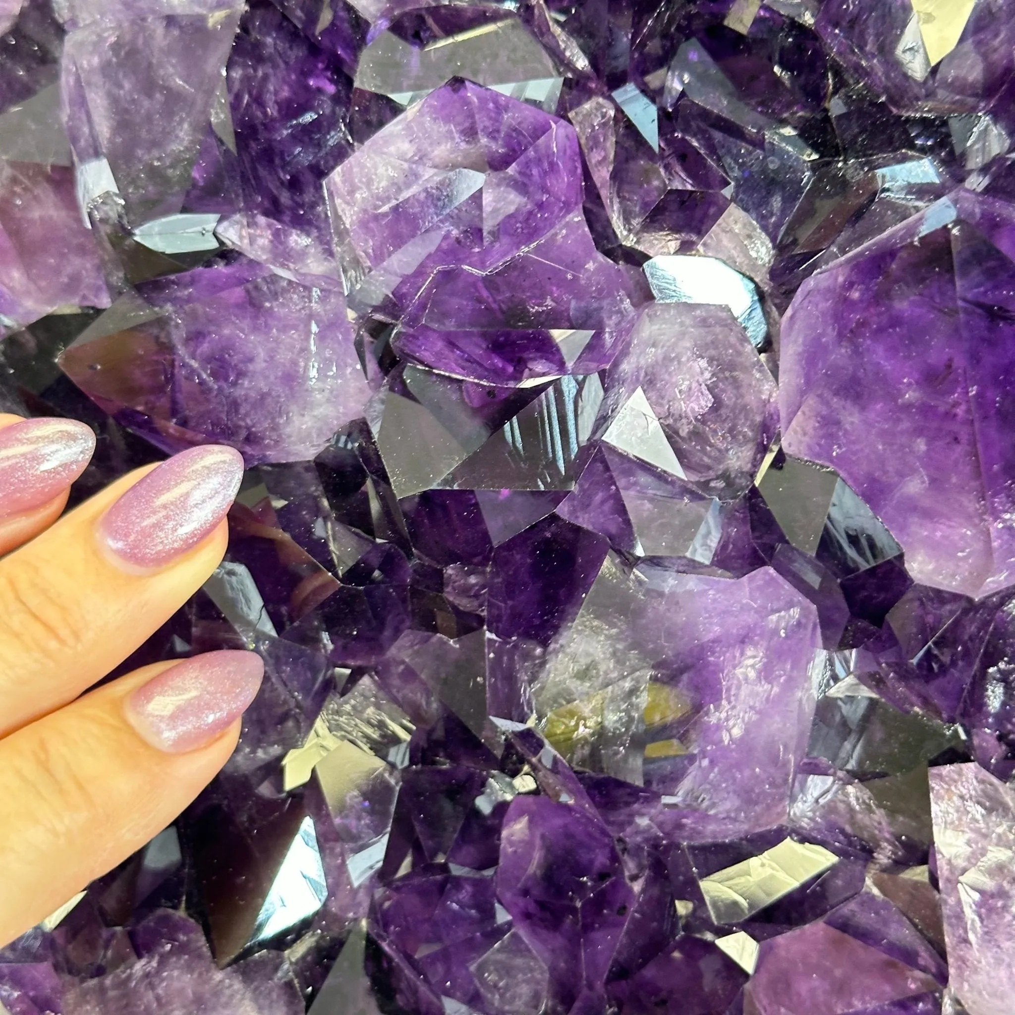 Amethyst Cluster on a Metal Base, 74.3 lbs & 23.5" Tall, #5491-0151