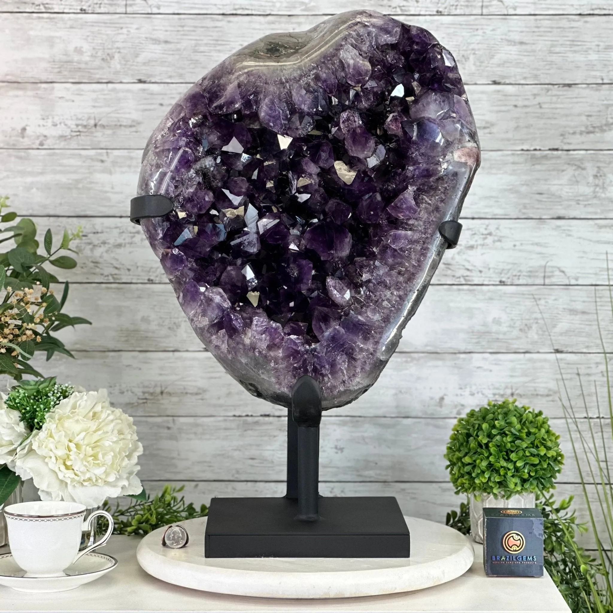 Amethyst Cluster on a Metal Base, 74.3 lbs & 23.5" Tall, #5491-0151