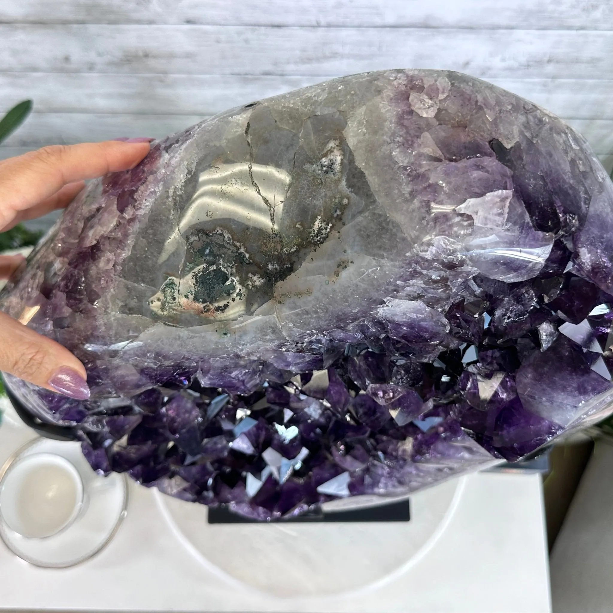 Amethyst Cluster on a Metal Base, 74.3 lbs & 23.5" Tall, #5491-0151