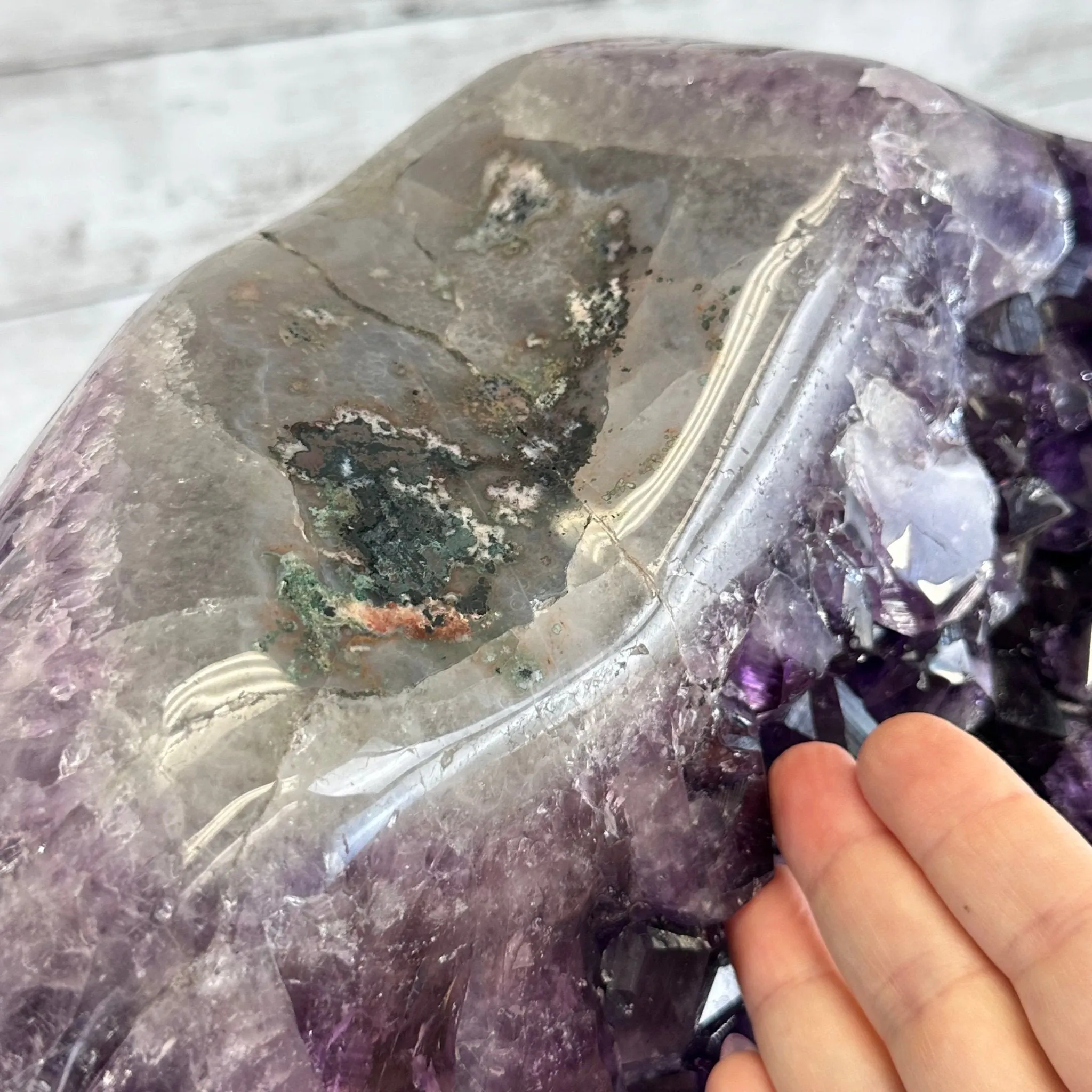 Amethyst Cluster on a Metal Base, 74.3 lbs & 23.5" Tall, #5491-0151