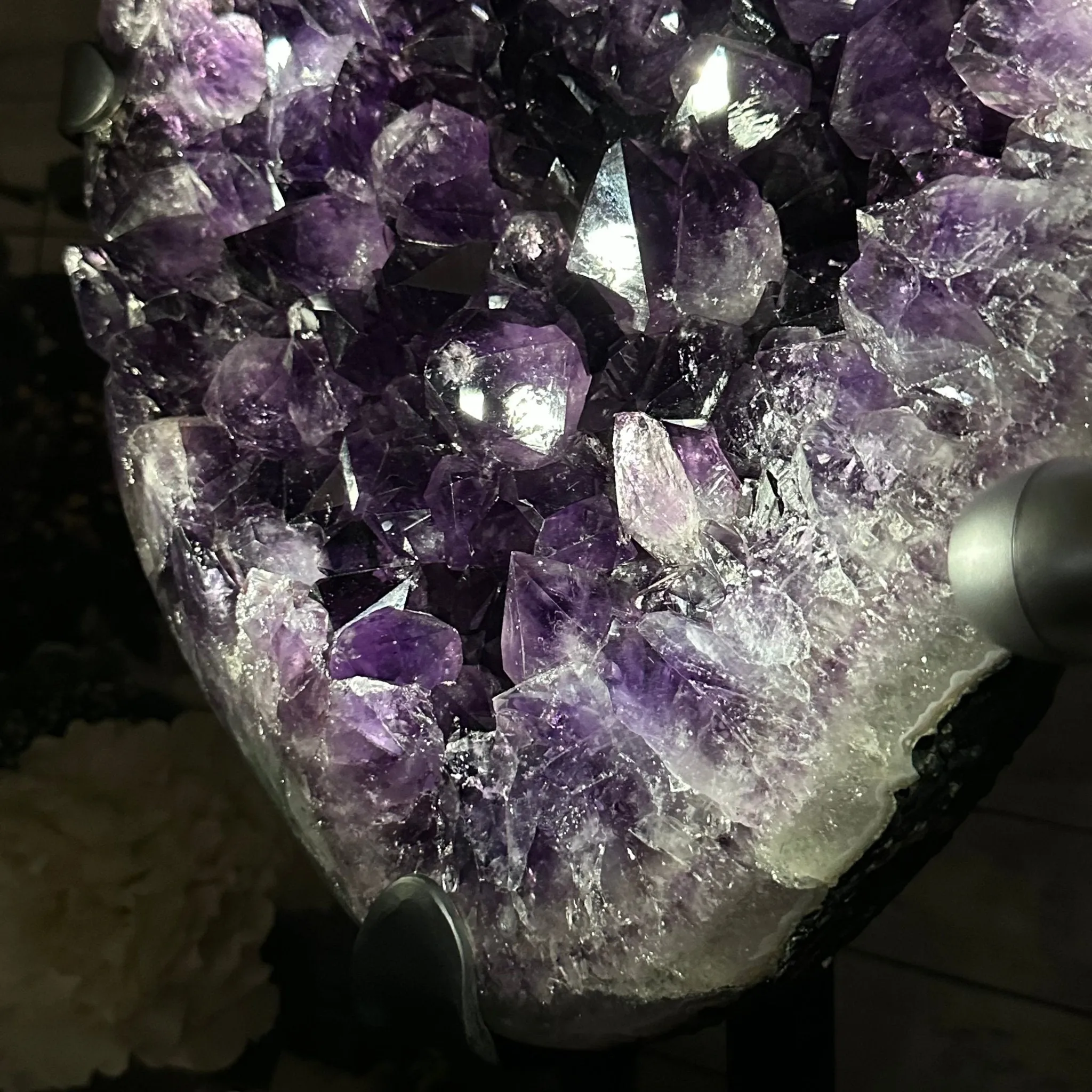 Amethyst Cluster on a Metal Base, 74.3 lbs & 23.5" Tall, #5491-0151