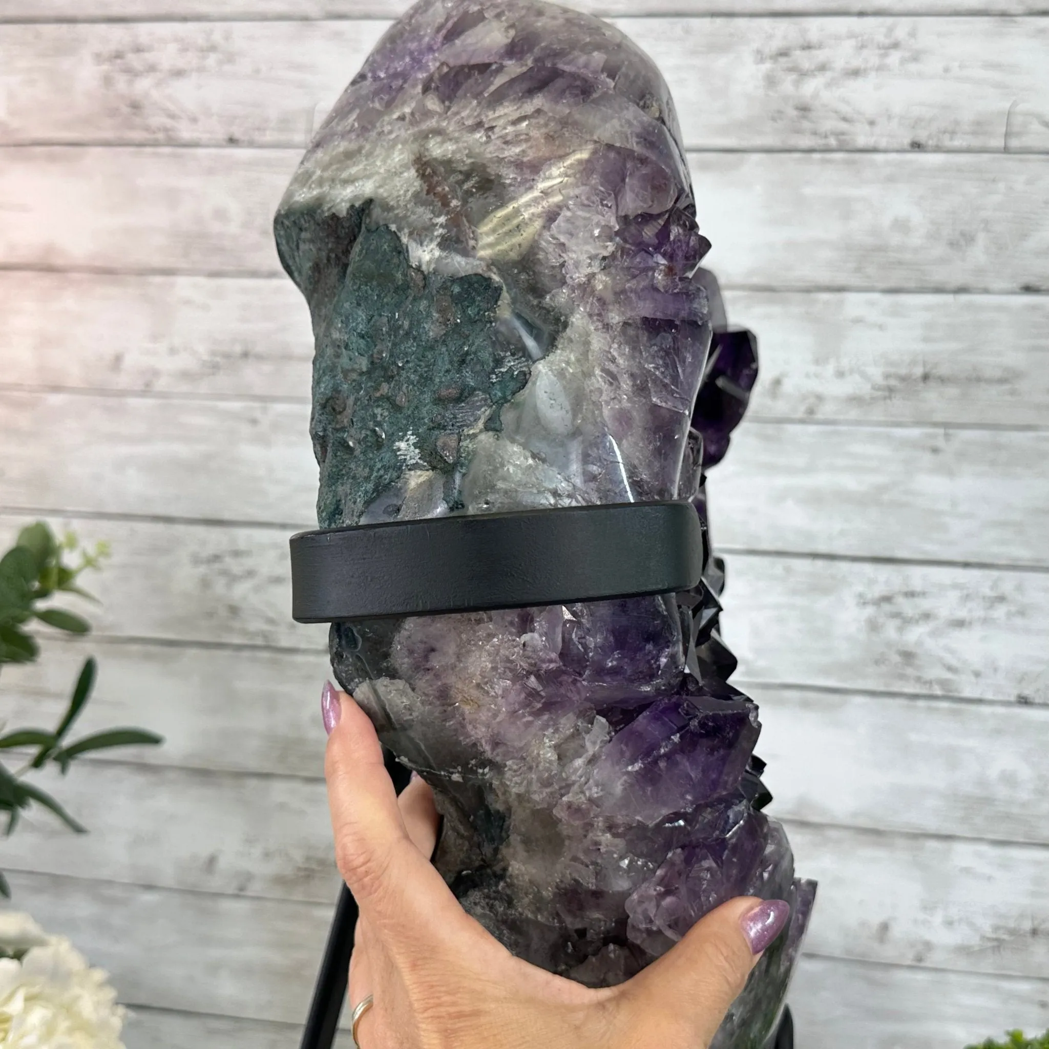 Amethyst Cluster on a Metal Base, 74.3 lbs & 23.5" Tall, #5491-0151