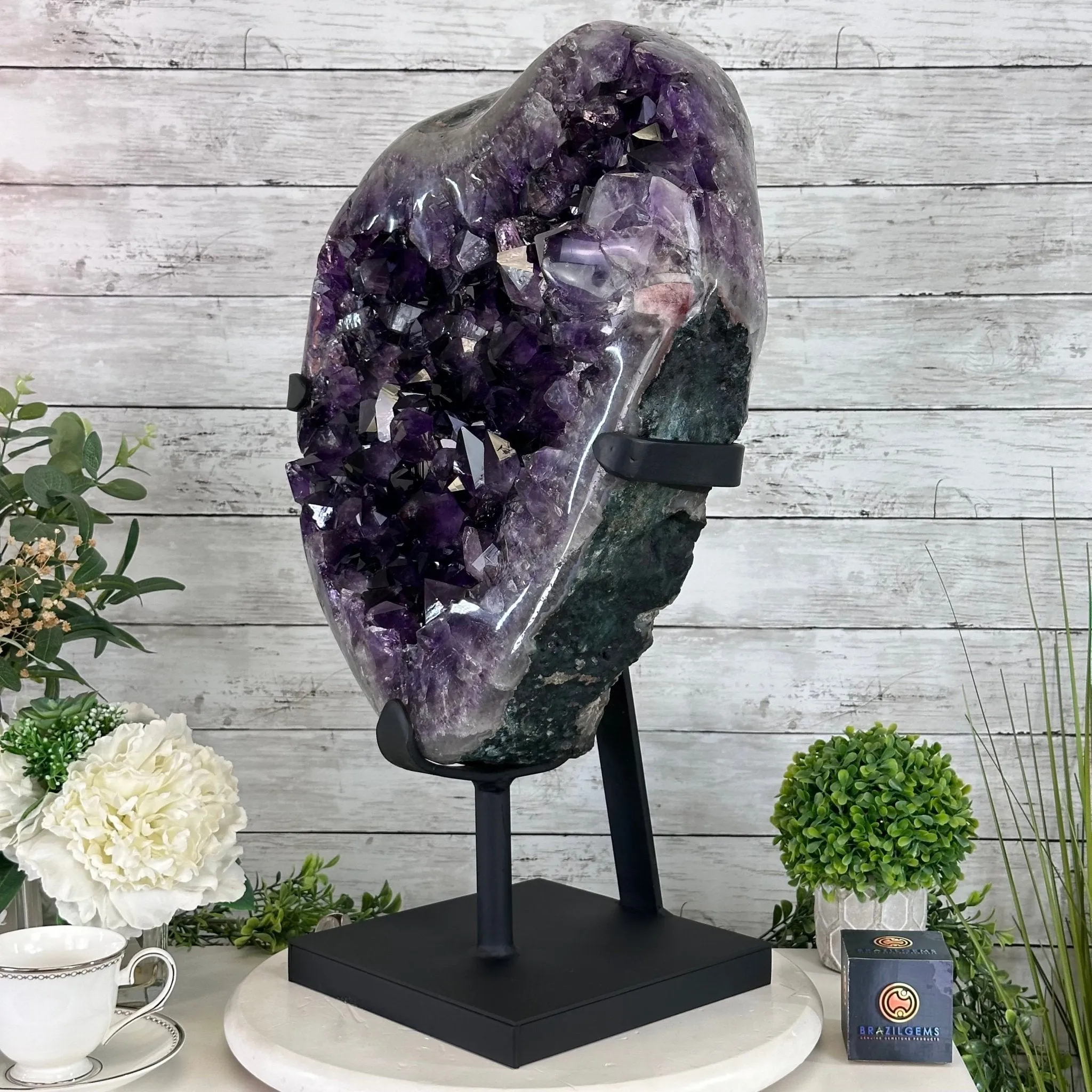 Amethyst Cluster on a Metal Base, 74.3 lbs & 23.5" Tall, #5491-0151
