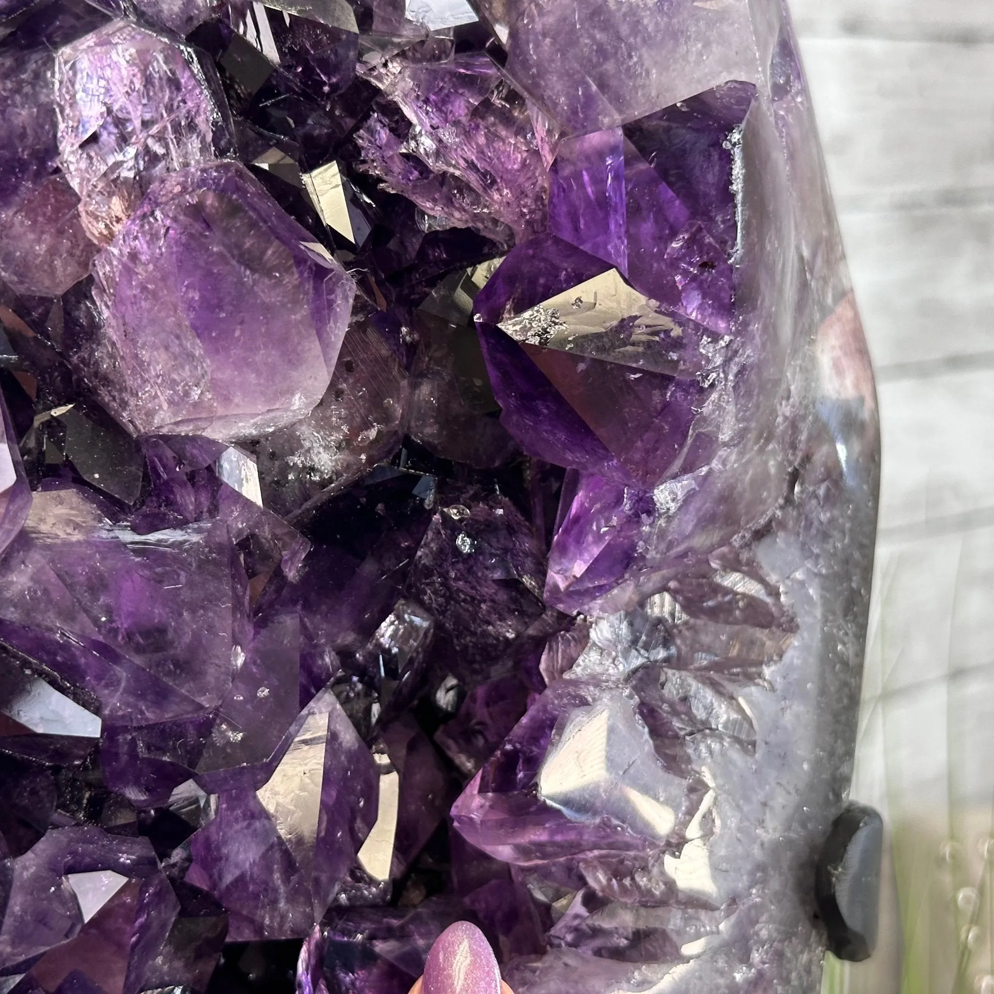 Amethyst Cluster on a Metal Base, 74.3 lbs & 23.5" Tall, #5491-0151