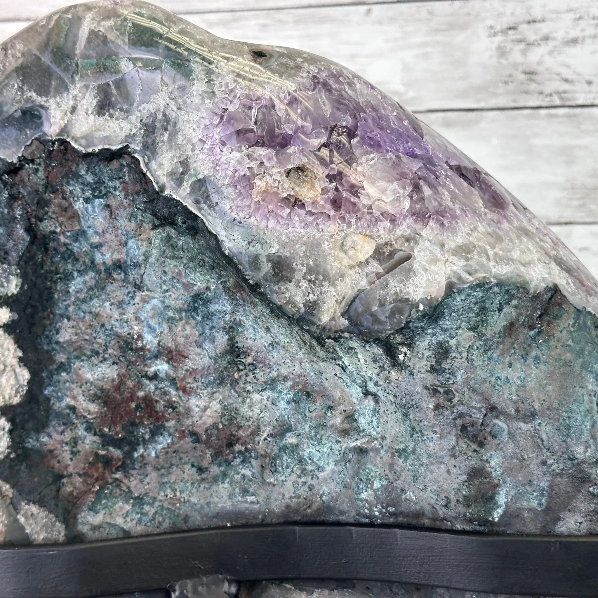 Amethyst Cluster on a Metal Base, 74.3 lbs & 23.5" Tall, #5491-0151