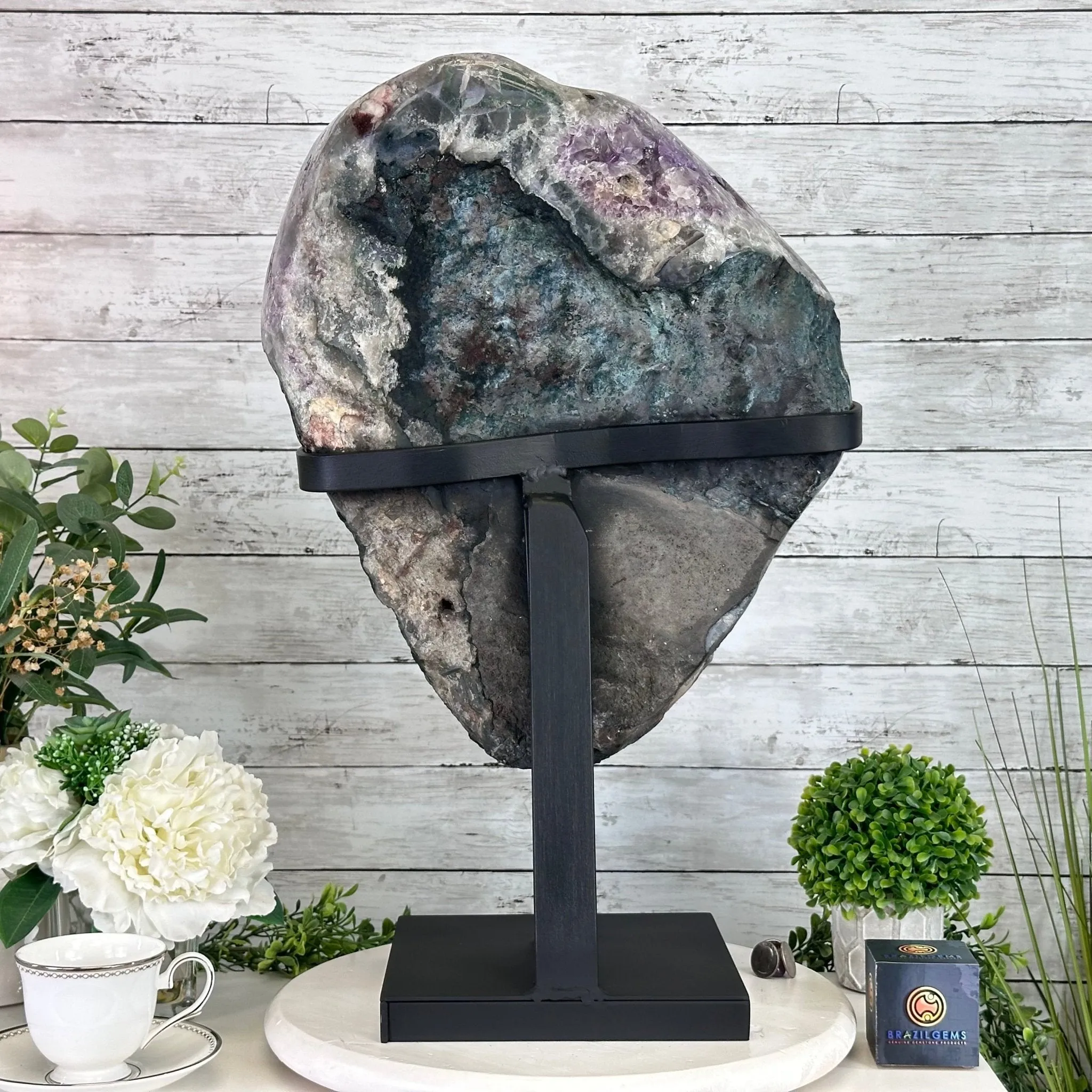 Amethyst Cluster on a Metal Base, 74.3 lbs & 23.5" Tall, #5491-0151