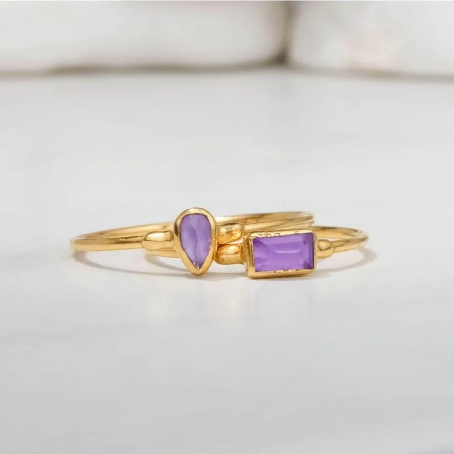 Amethyst Dainty Pear Ring