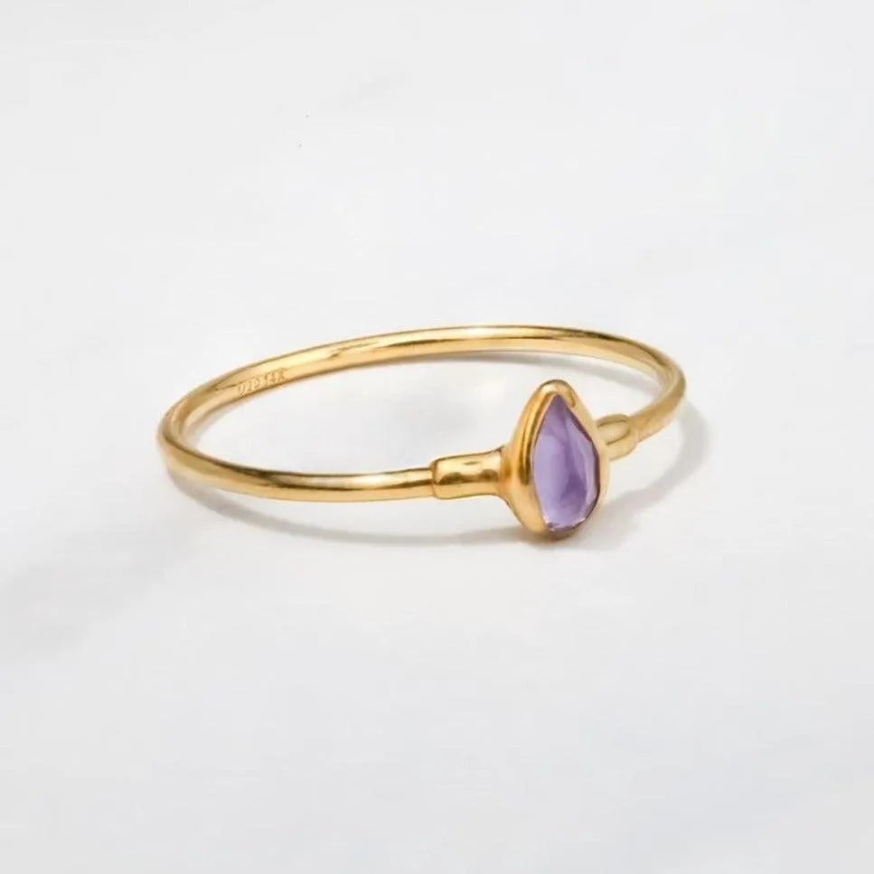 Amethyst Dainty Pear Ring