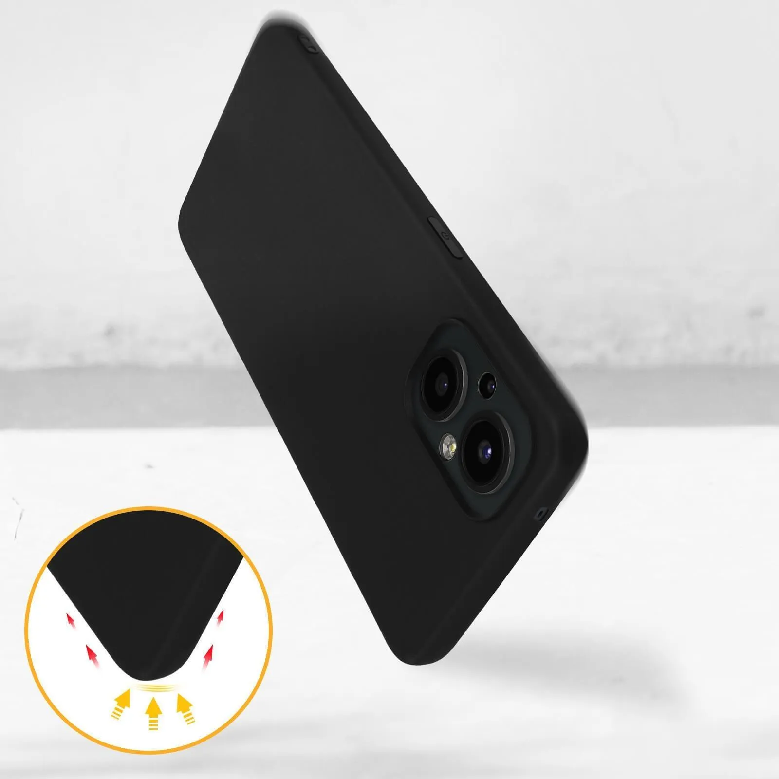 Black Gel Case Tough Shockproof Phone Case Gel Cover for Oppo Reno 8 Lite 5G