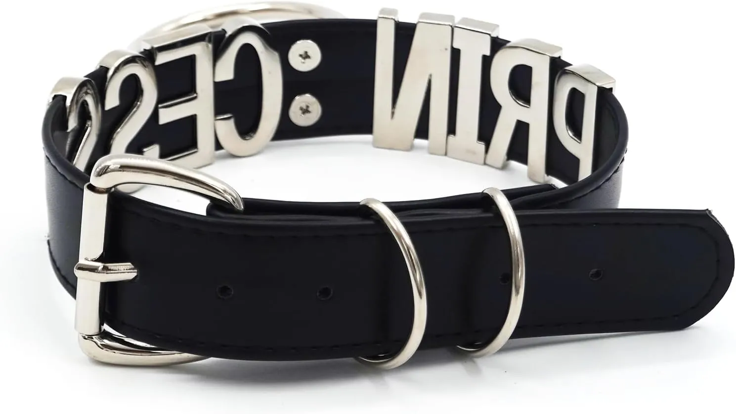 Black O-ring Choker Necklace For Women, Soft Vegan Leather Collar With Large Alloy Letters, Punk Gothic Letter Choker Collar