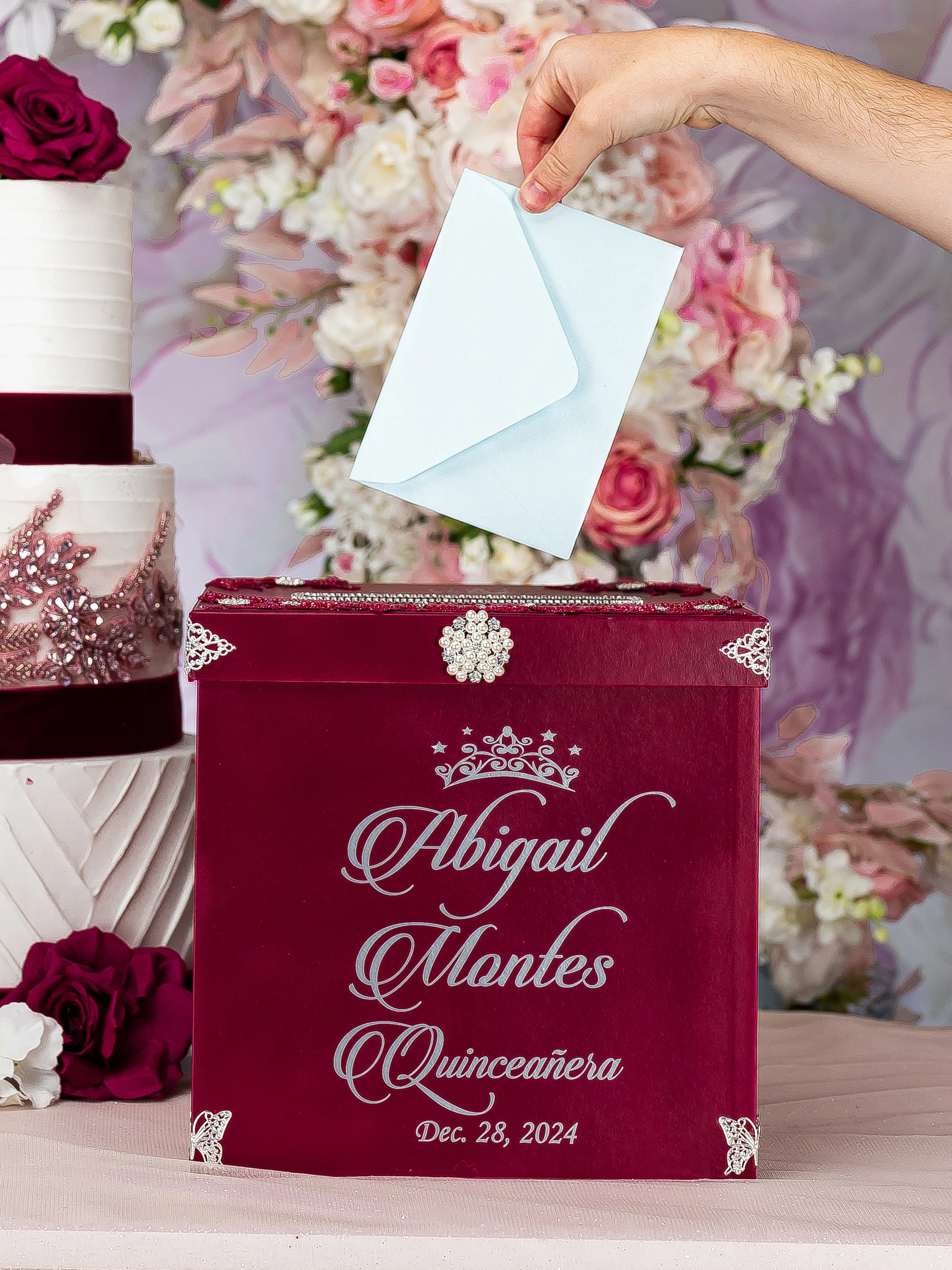 Burgundy Silver Quinceanera package 2