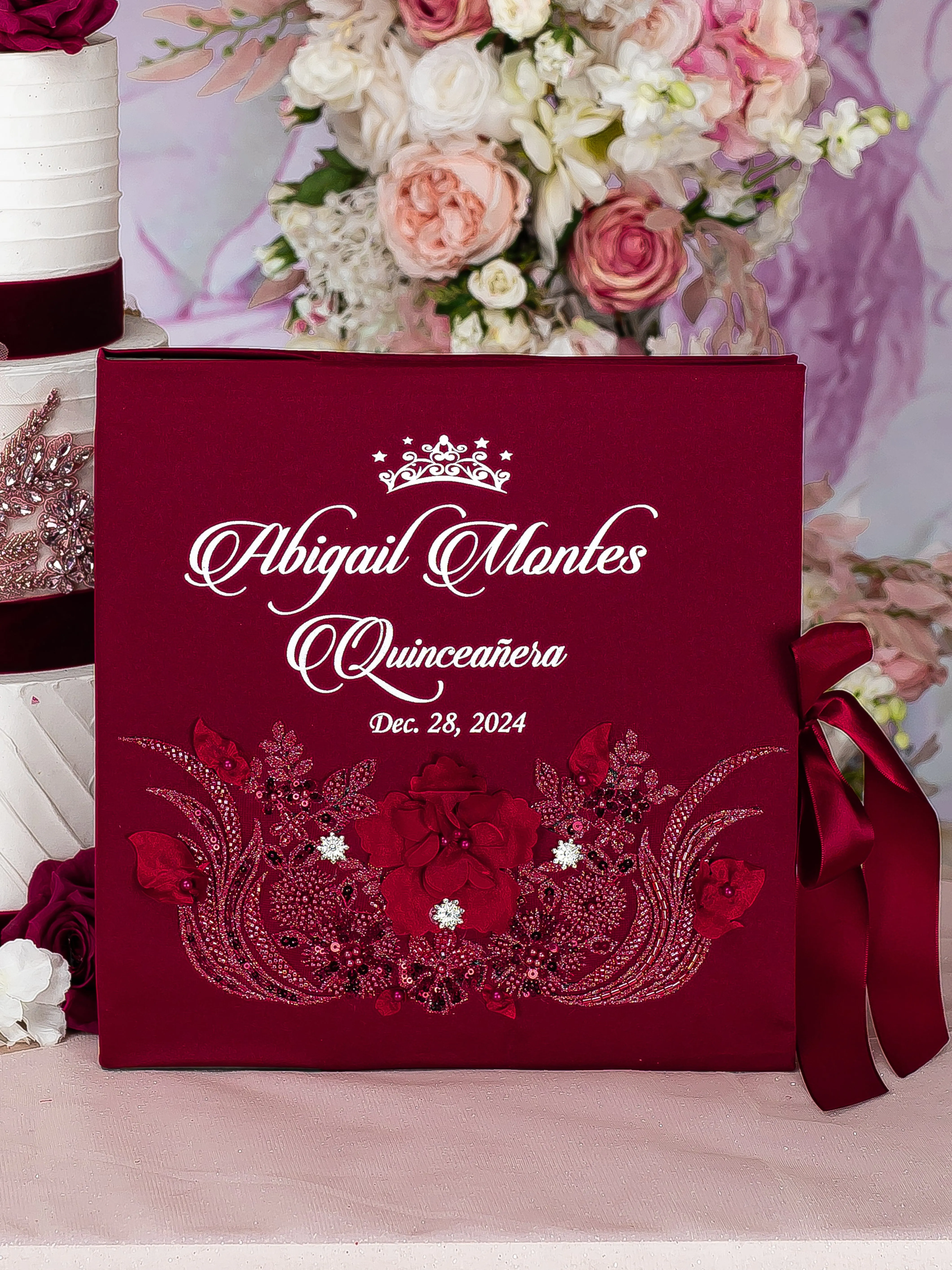Burgundy Silver Quinceanera package 2